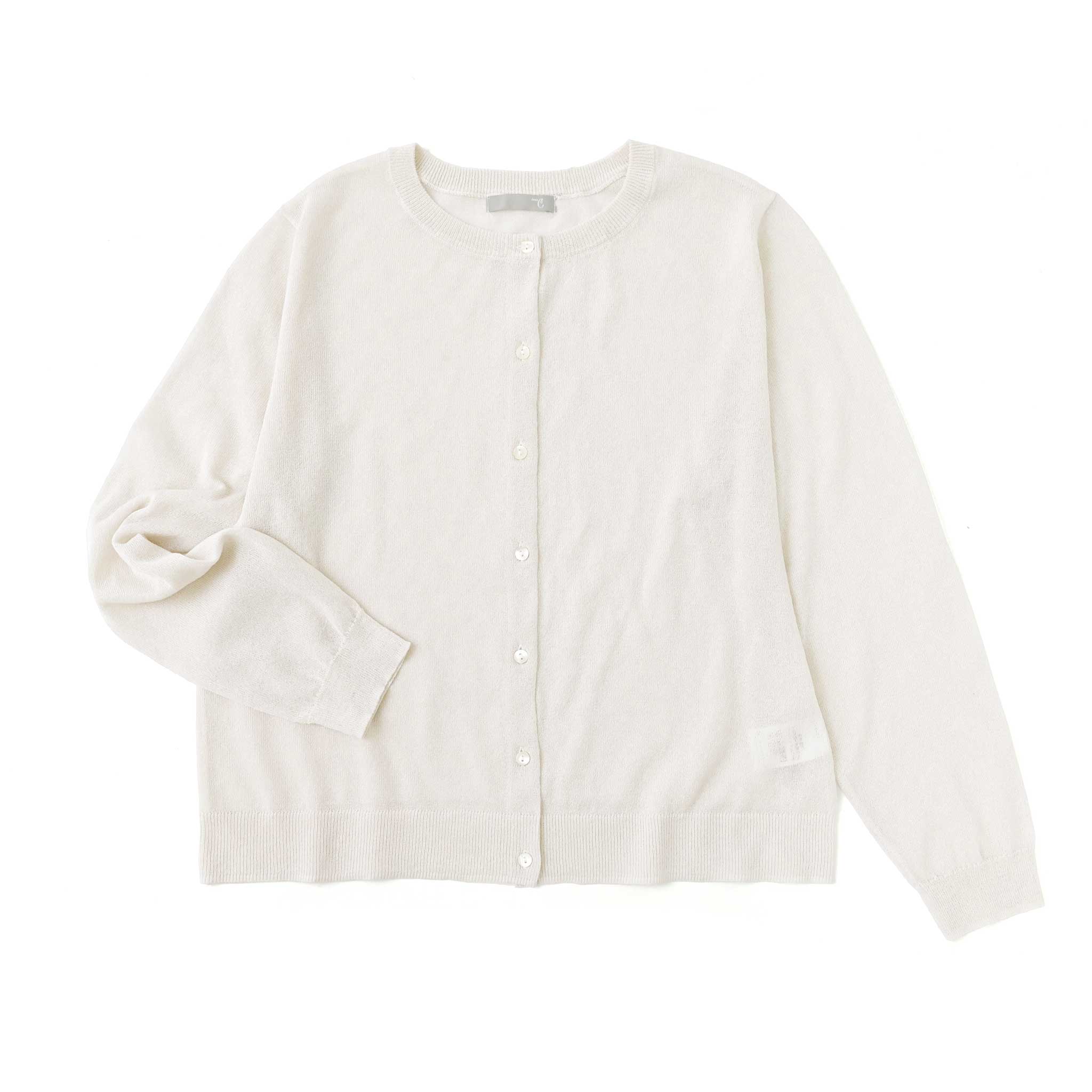 ペーパーヤーンクルーネックカーディガン 長袖