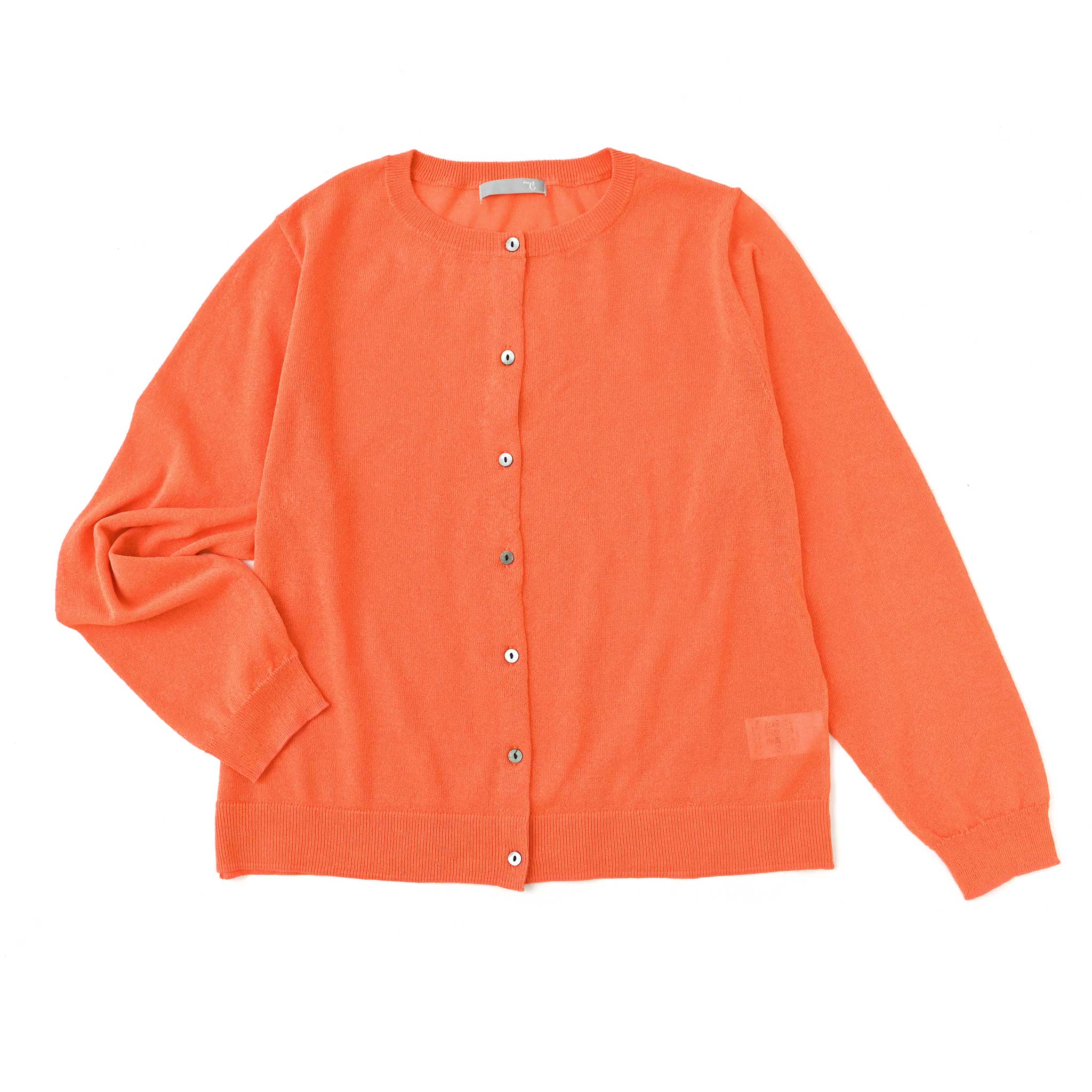 ペーパーヤーンクルーネックカーディガン 長袖