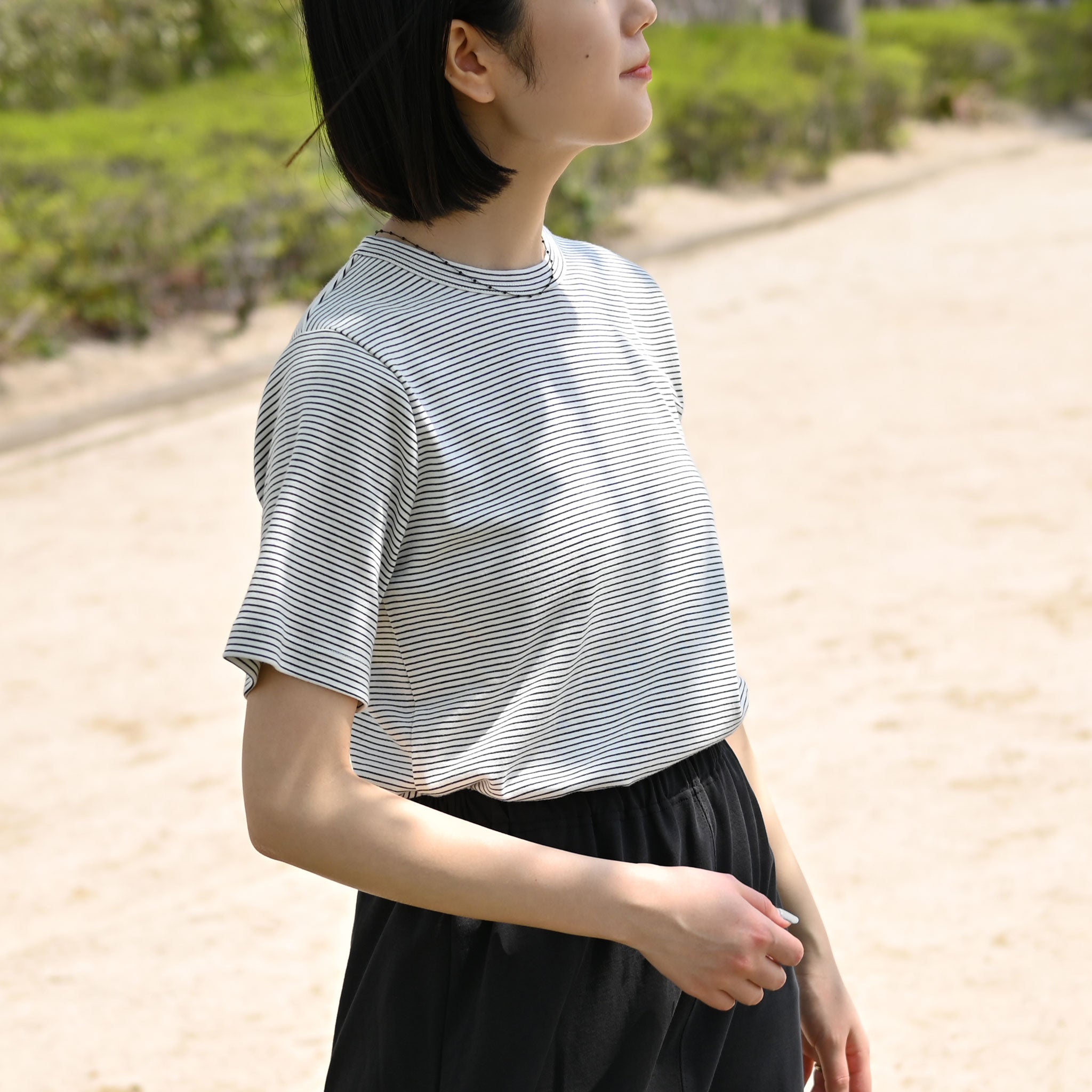 フライスコットンボーダーTシャツ 半袖