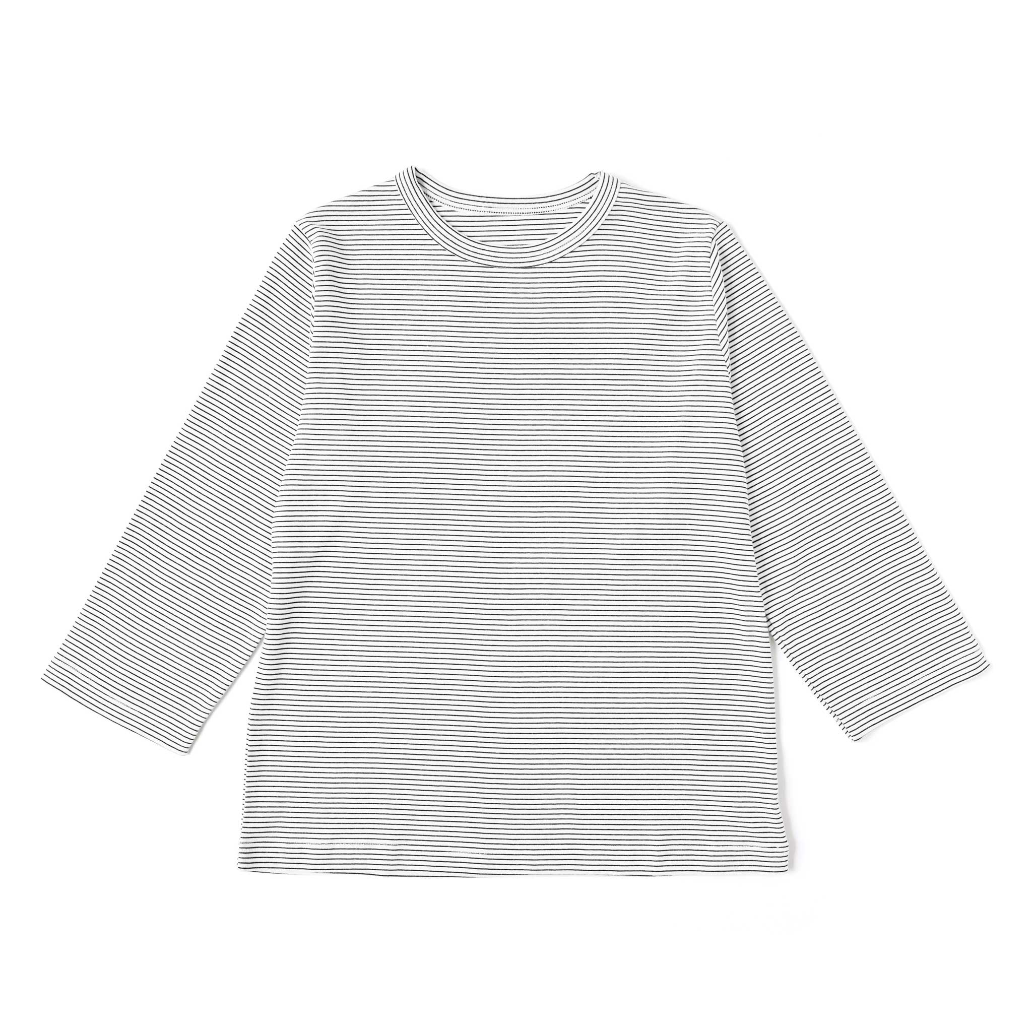 フライスコットンボーダーTシャツ 7分袖