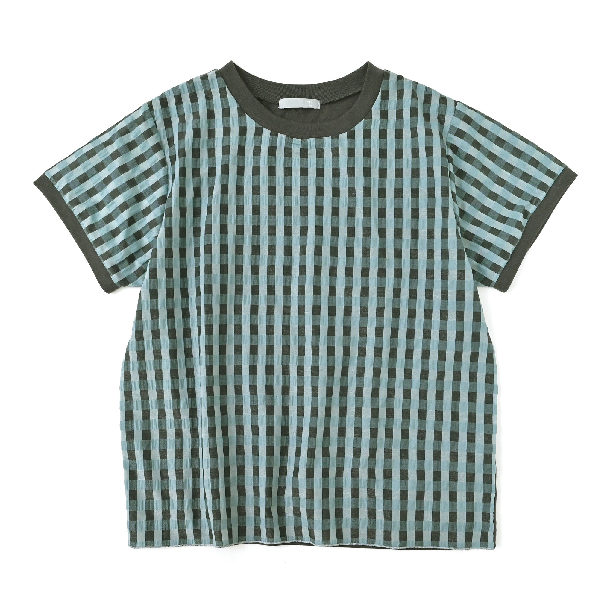 シアーギンガムプルオーバー 半袖