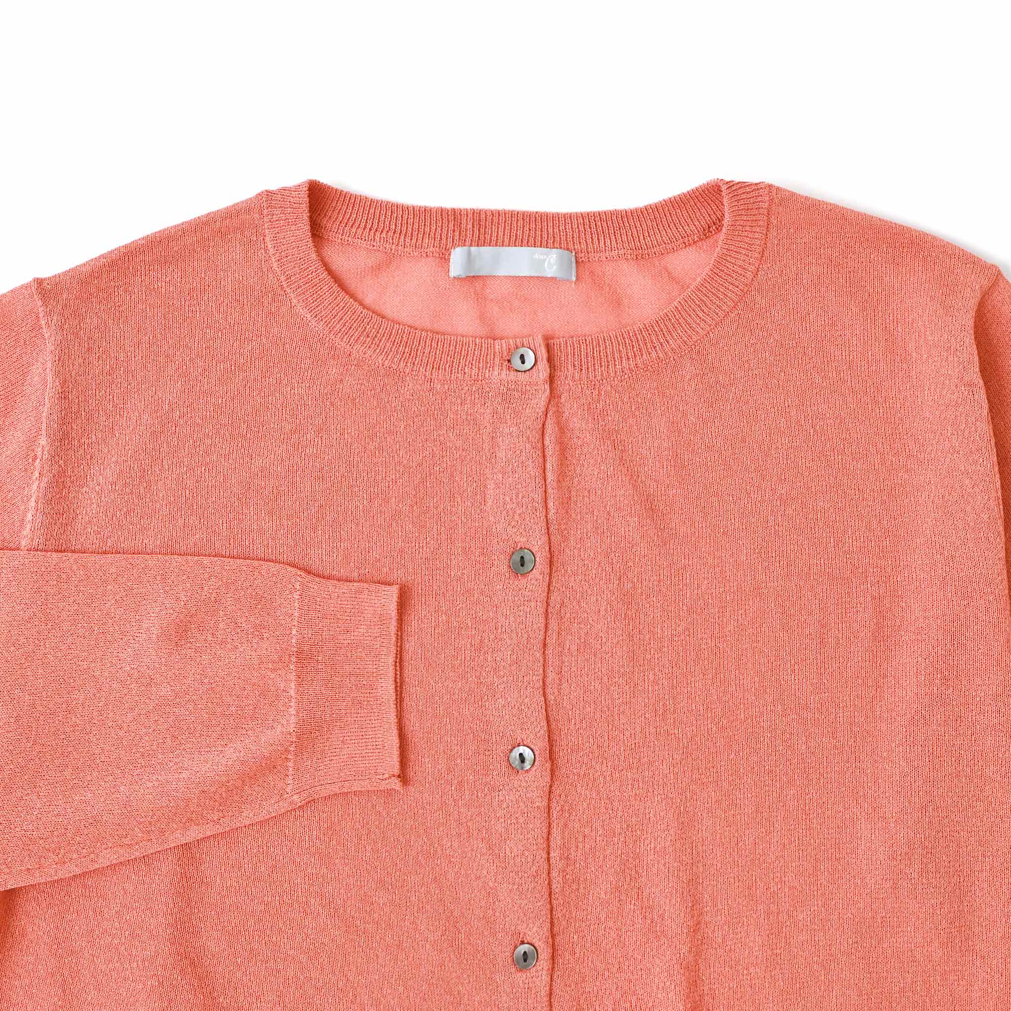 ペーパーヤーンクルーネックカーディガン 長袖