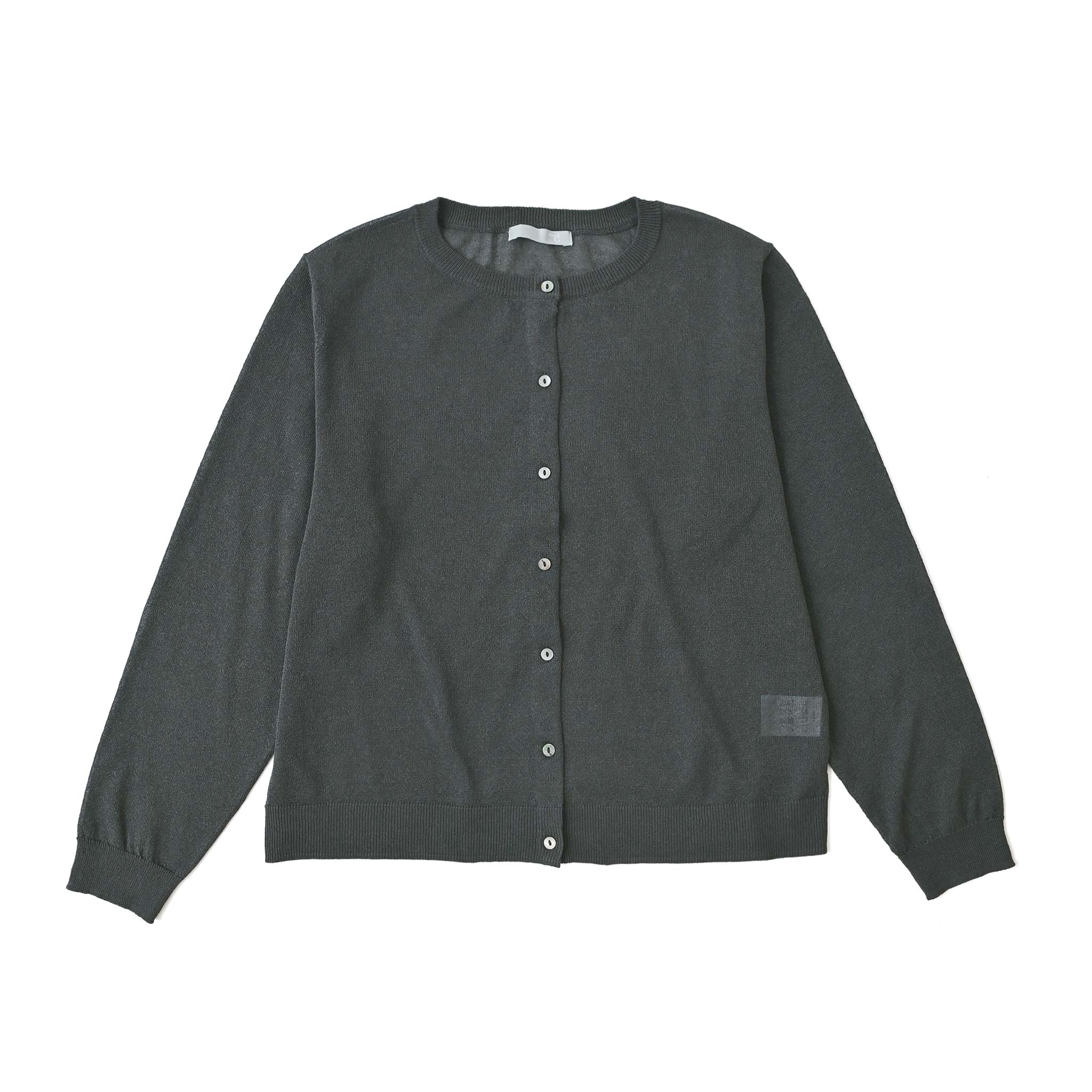 ペーパーヤーンクルーネックカーディガン 長袖