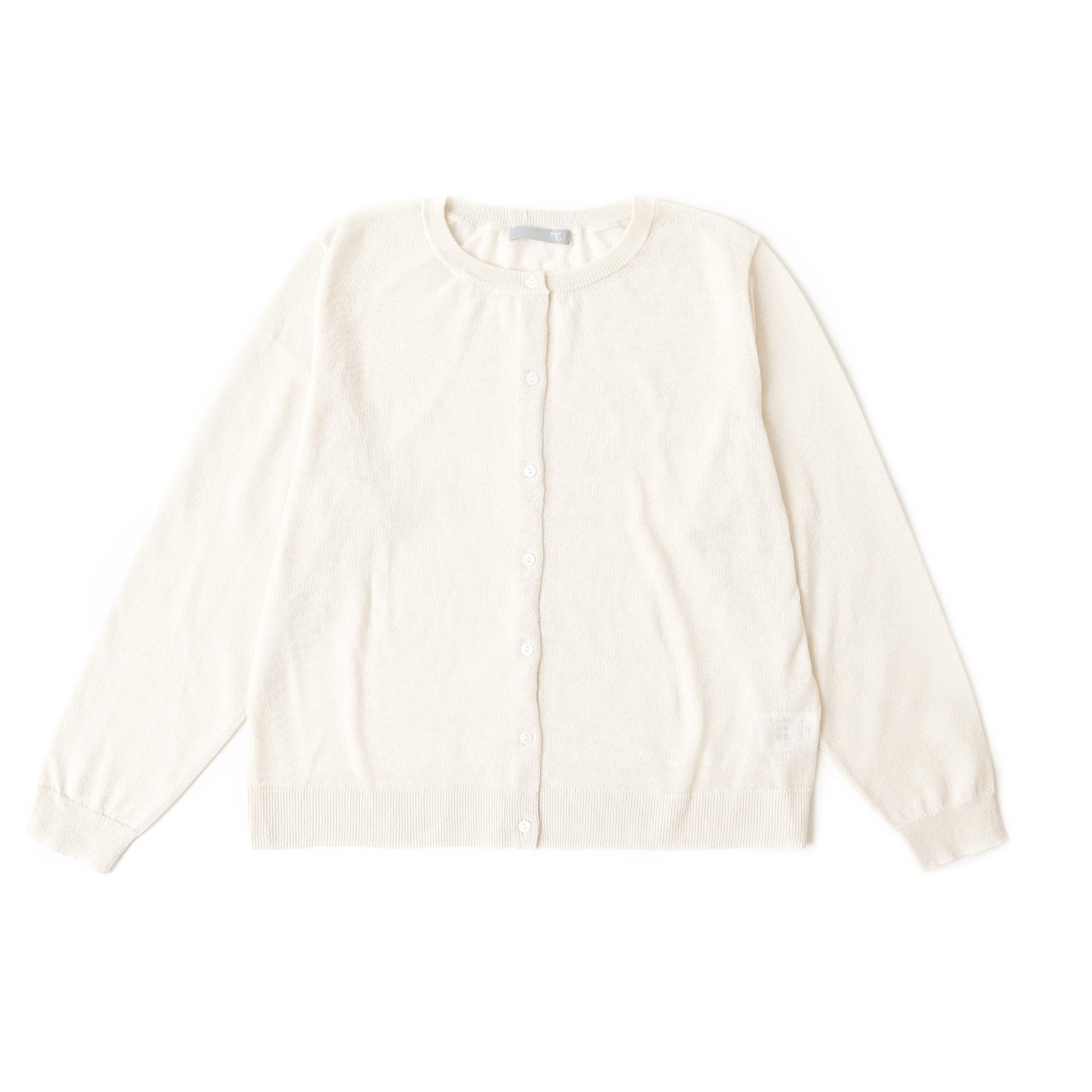 ペーパーヤーンクルーネックカーディガン 長袖