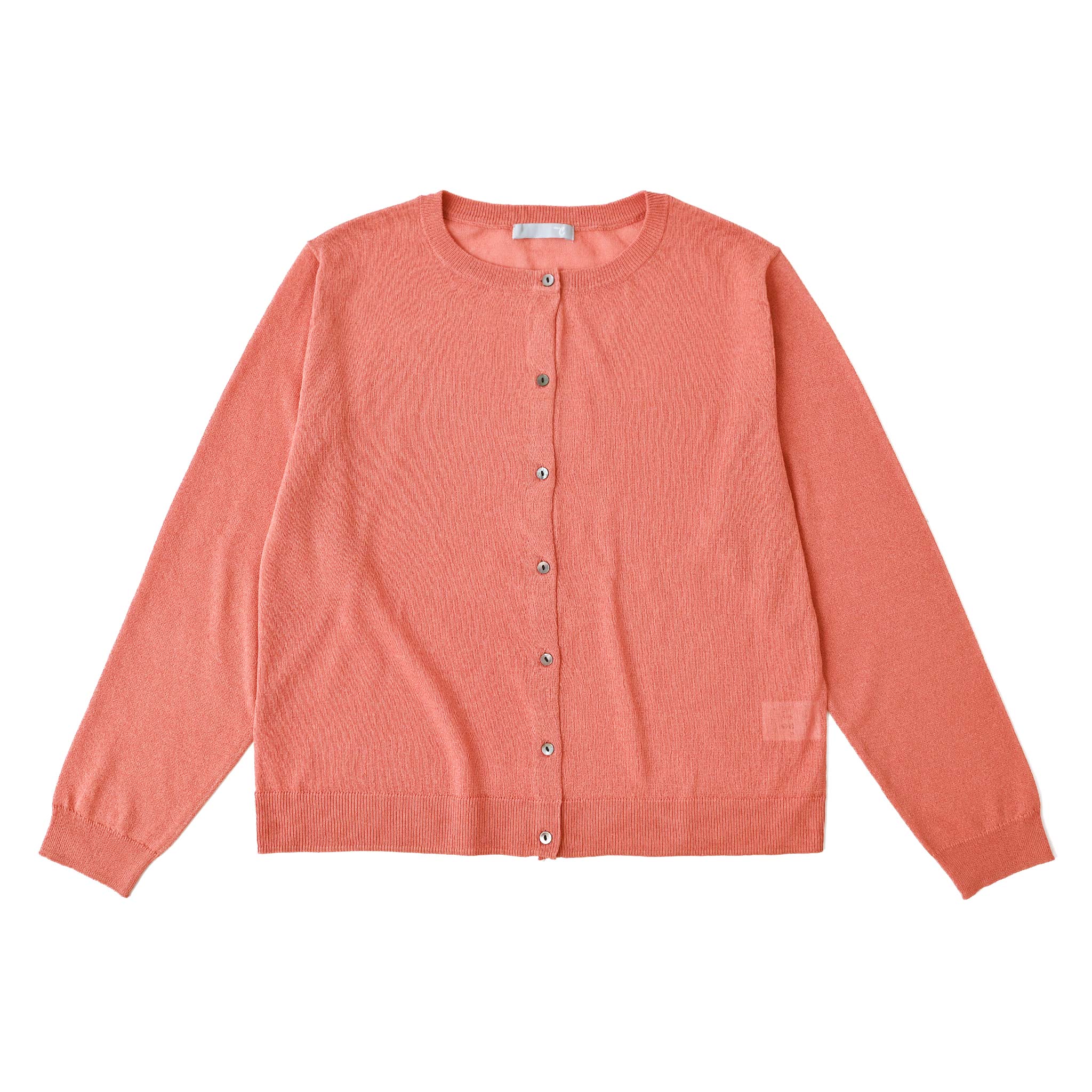 ペーパーヤーンクルーネックカーディガン 長袖