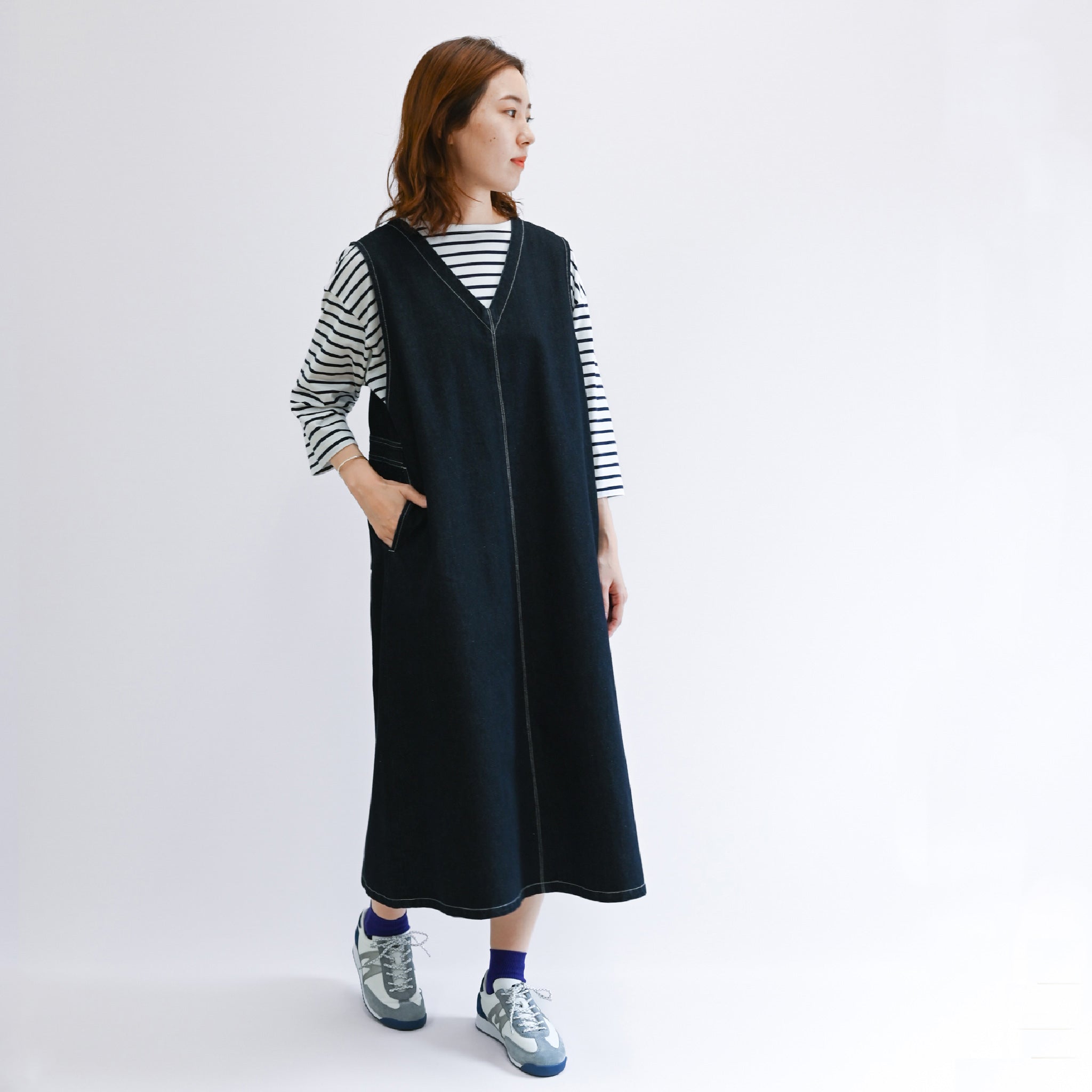 デニムステッチジャンパースカート