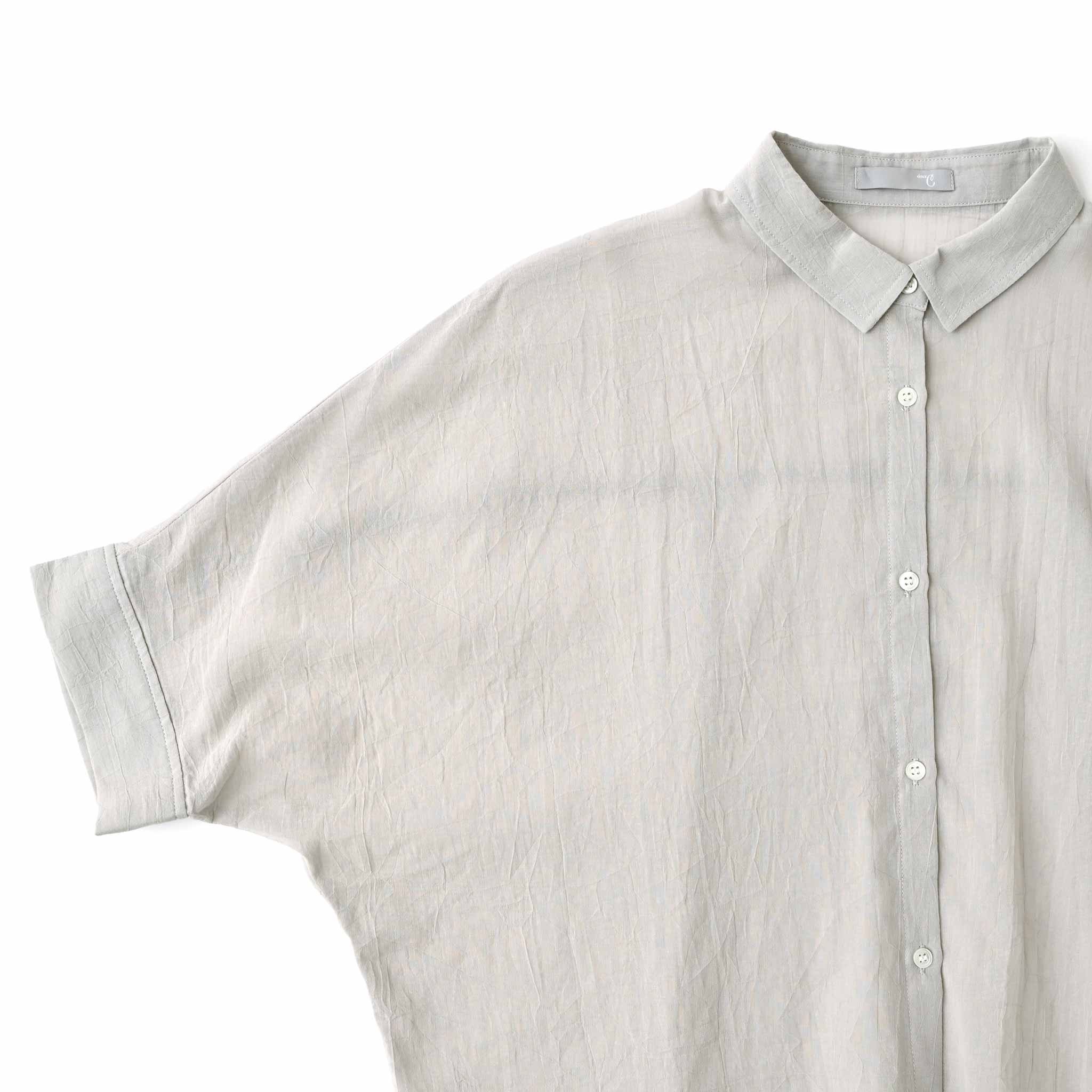 コットンボイルブラウス 5分袖 シアー