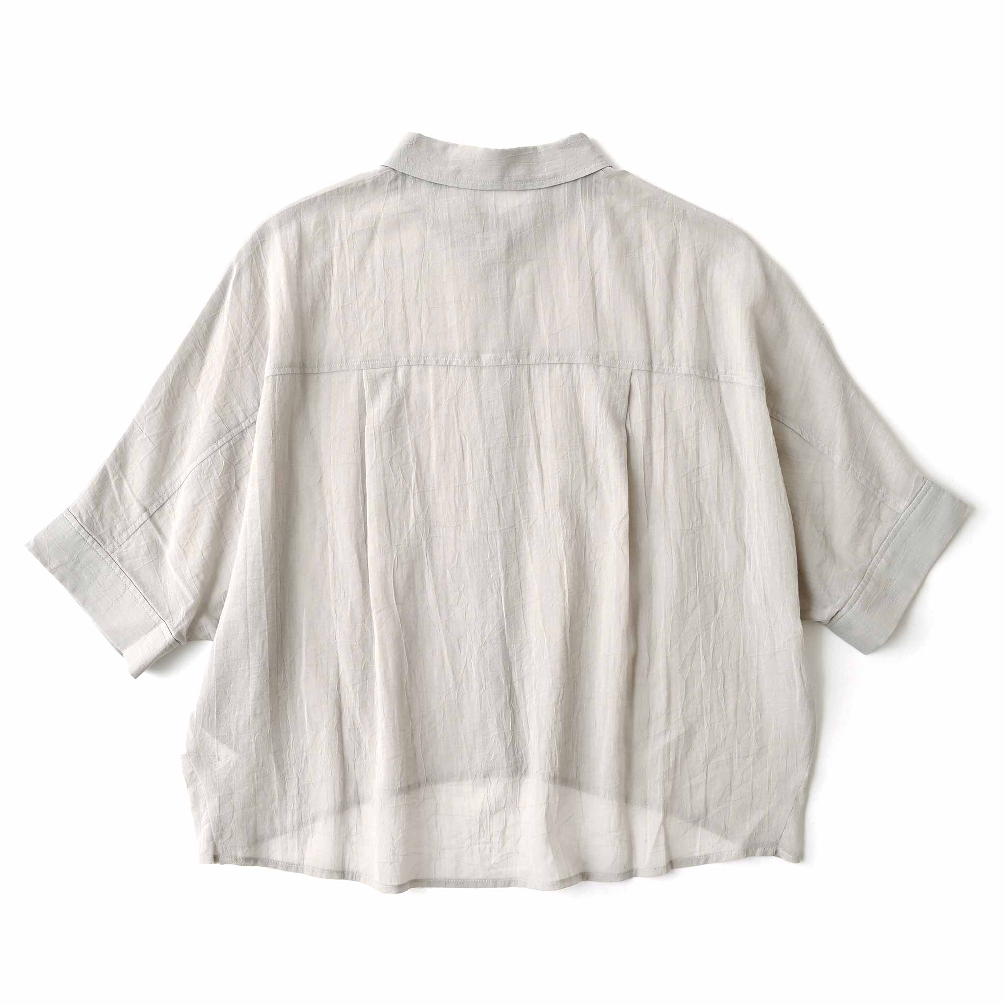 コットンボイルブラウス 5分袖 シアー