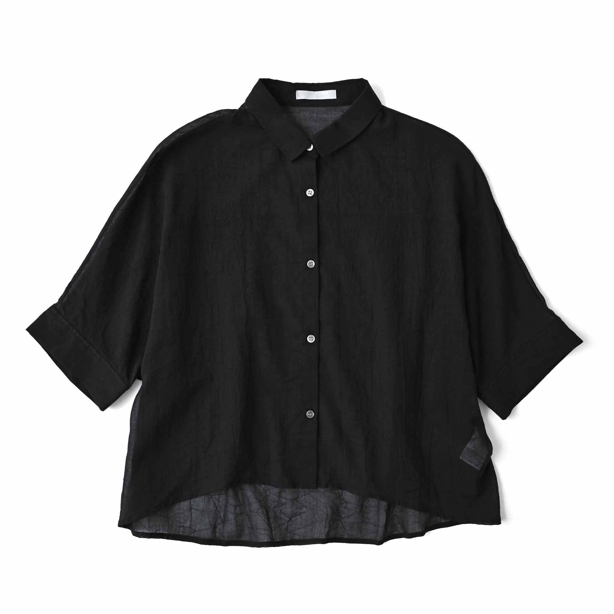 コットンボイルブラウス 5分袖 シアー