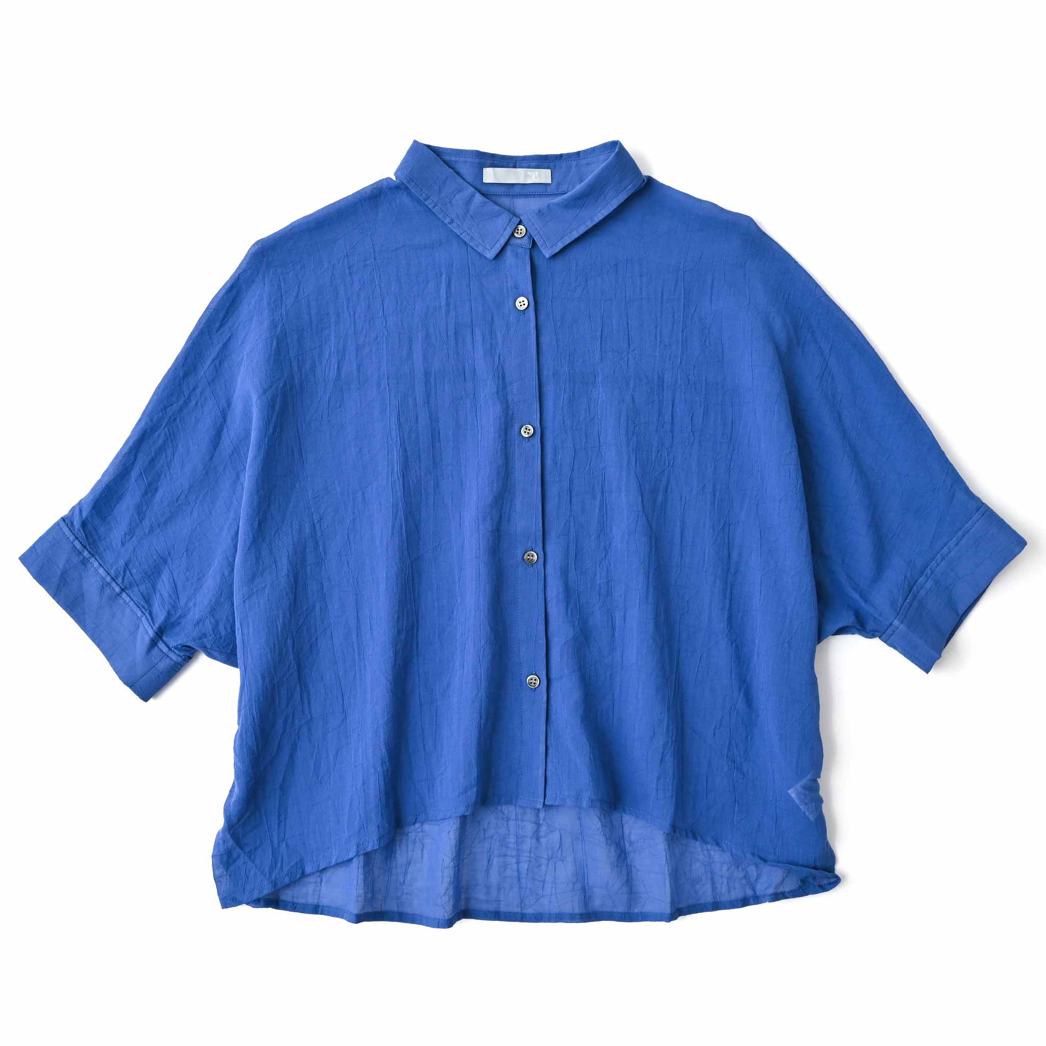 コットンボイルブラウス 5分袖 シアー