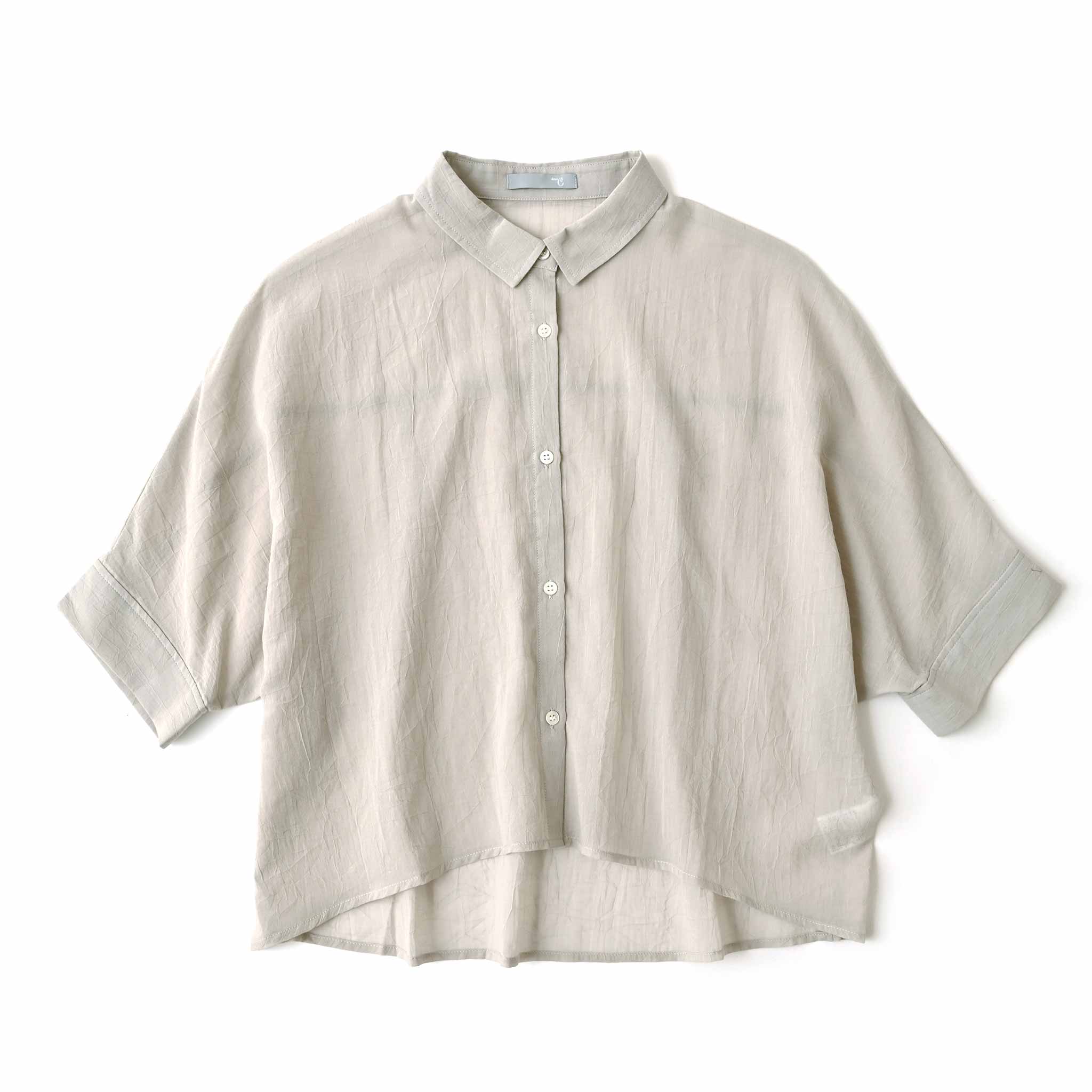 コットンボイルブラウス 5分袖 シアー