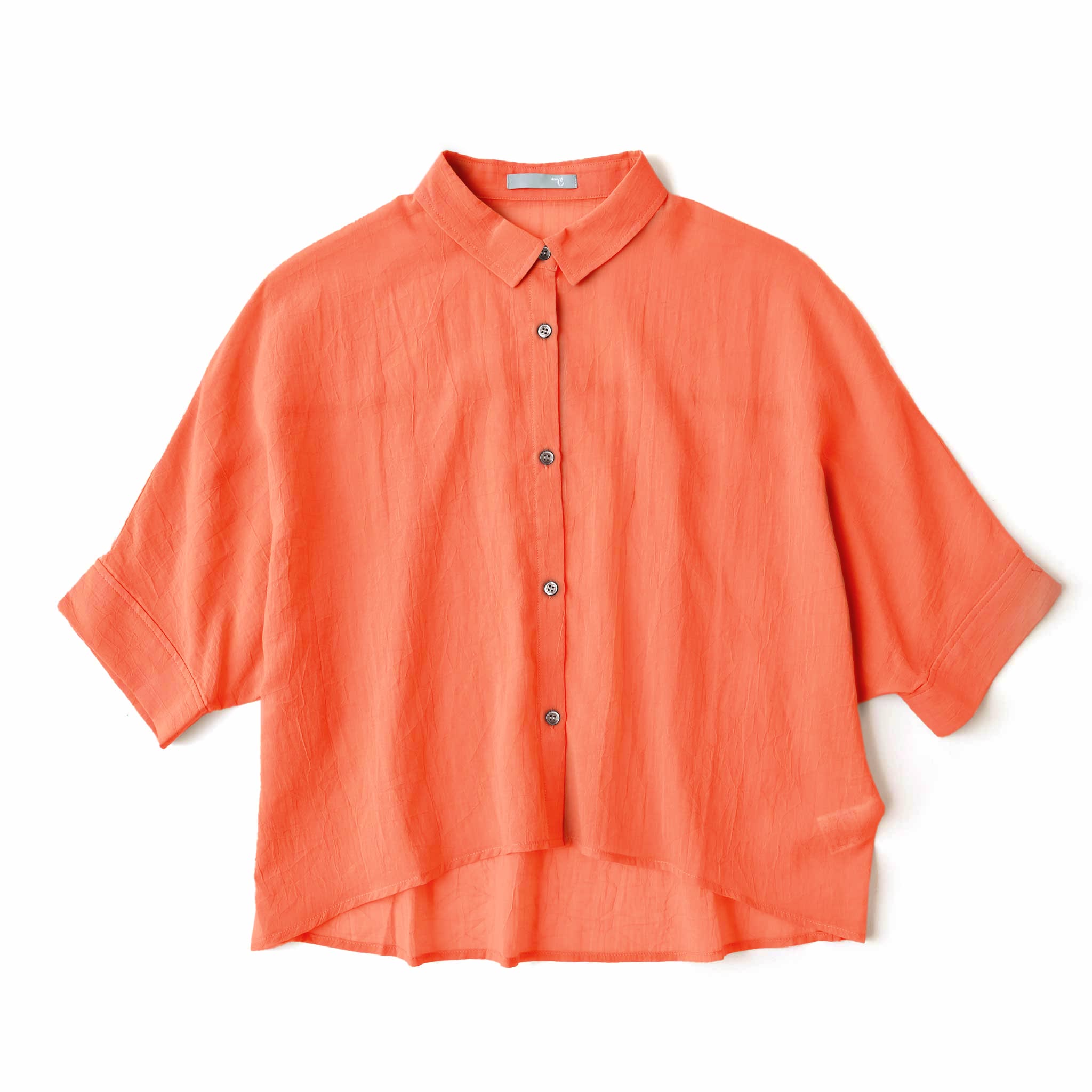 コットンボイルブラウス 5分袖 シアー