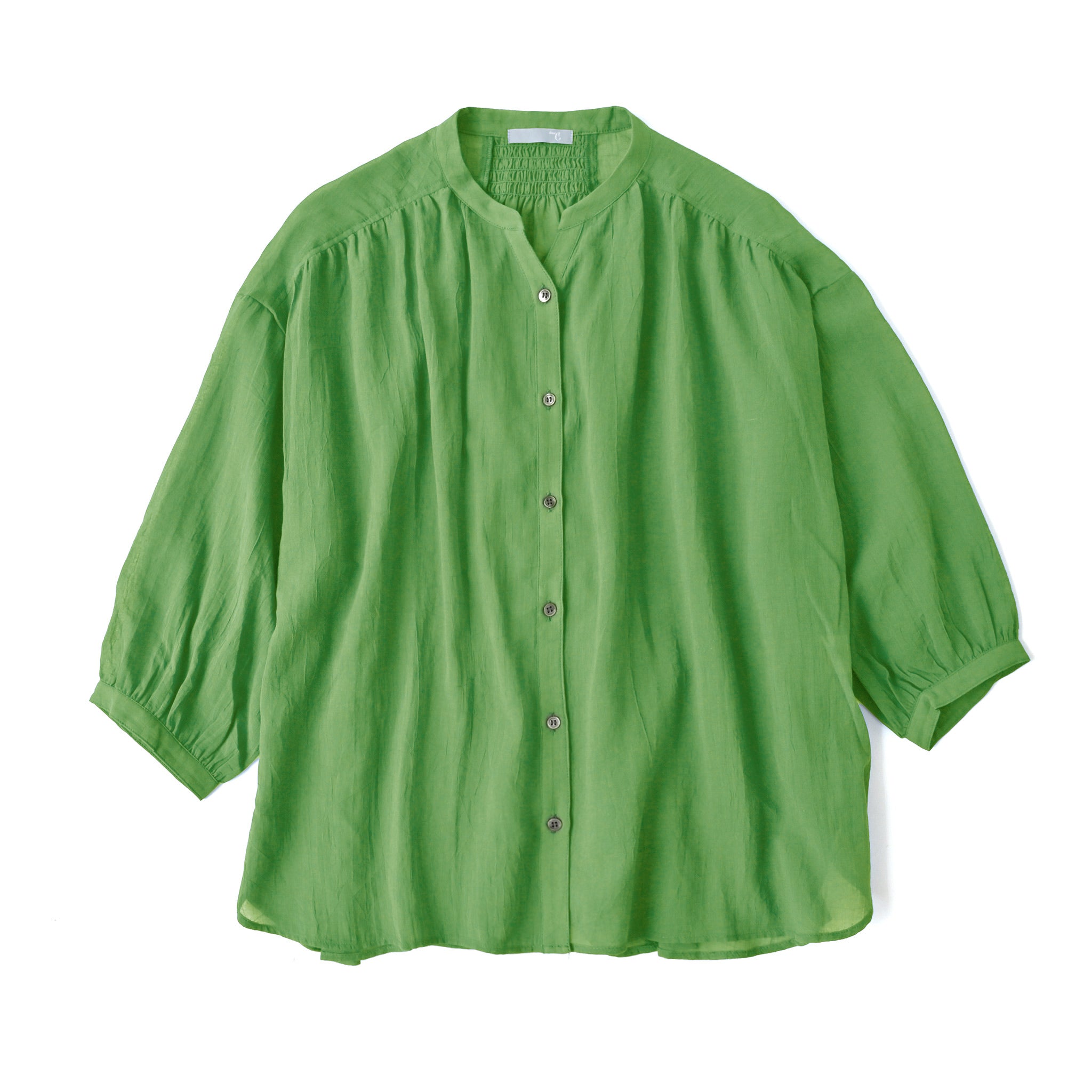 コットンボイルブラウス 7分袖 シアー