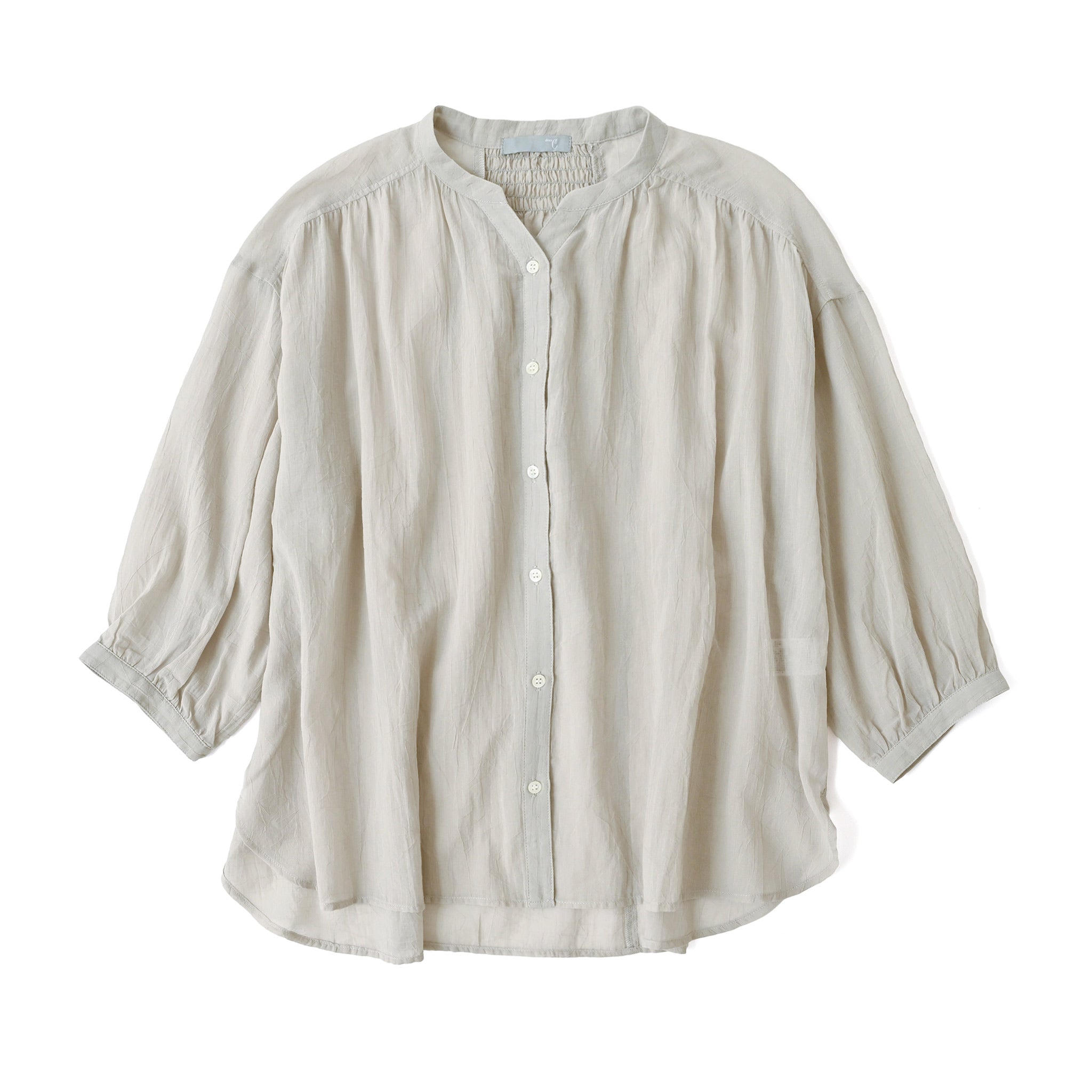 コットンボイルブラウス 7分袖 シアー