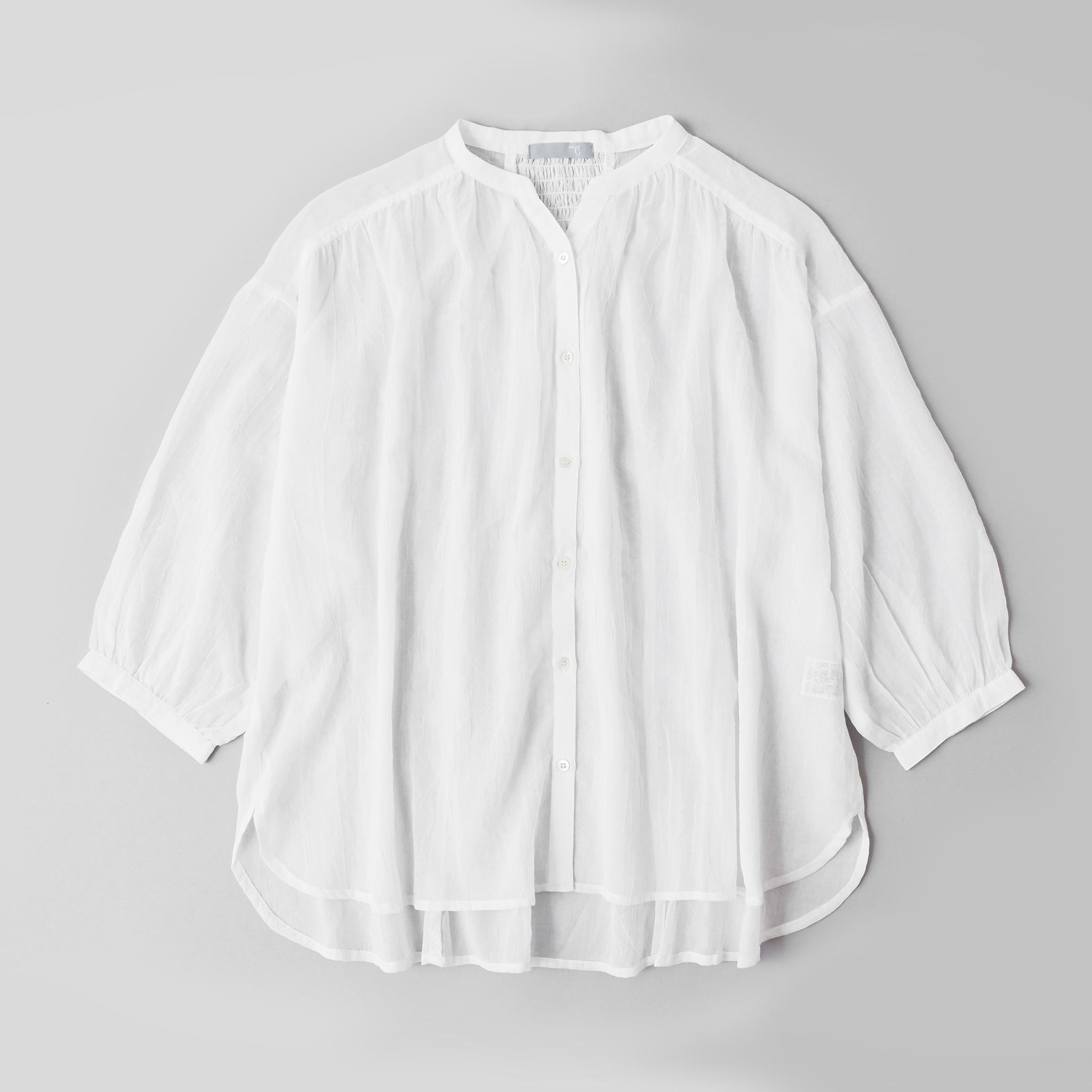 コットンボイルブラウス 7分袖 シアー