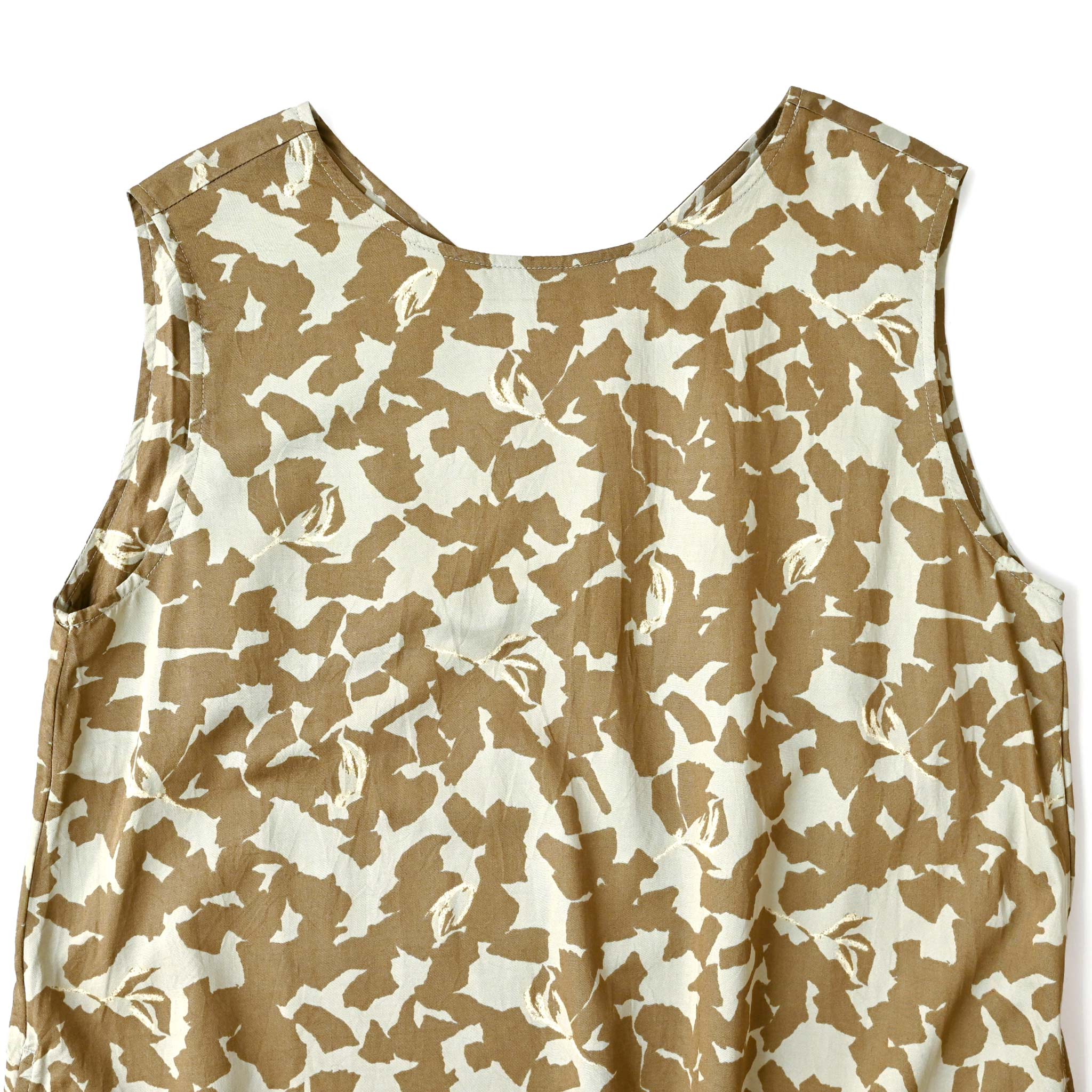 コットンレーヨンフラワーワンピース ノースリーブ