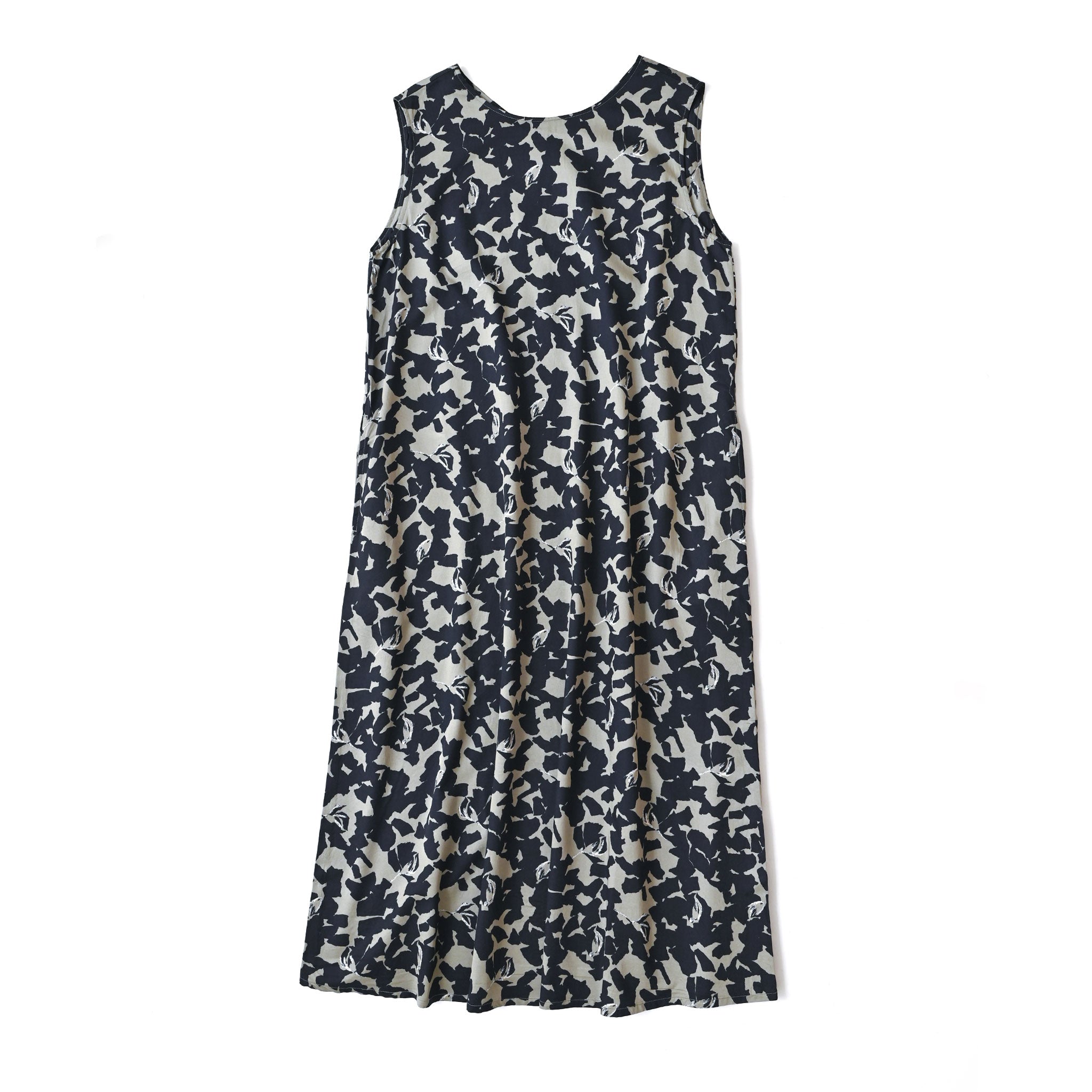 コットンレーヨンフラワーワンピース ノースリーブ