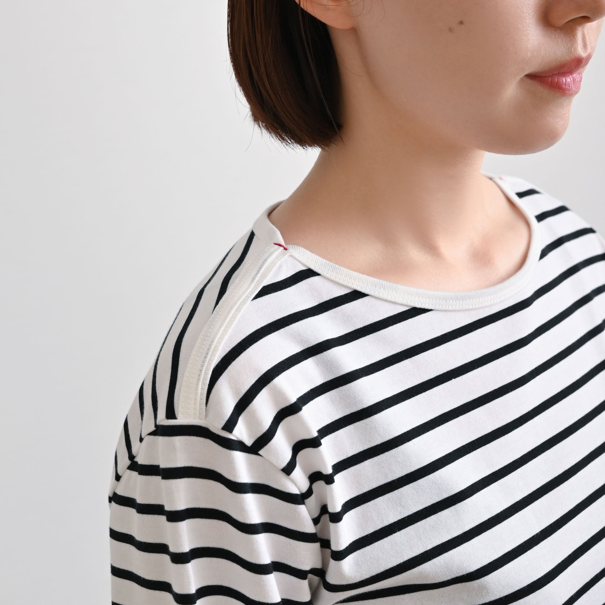 ボートネックボーダープルオーバー 7分袖