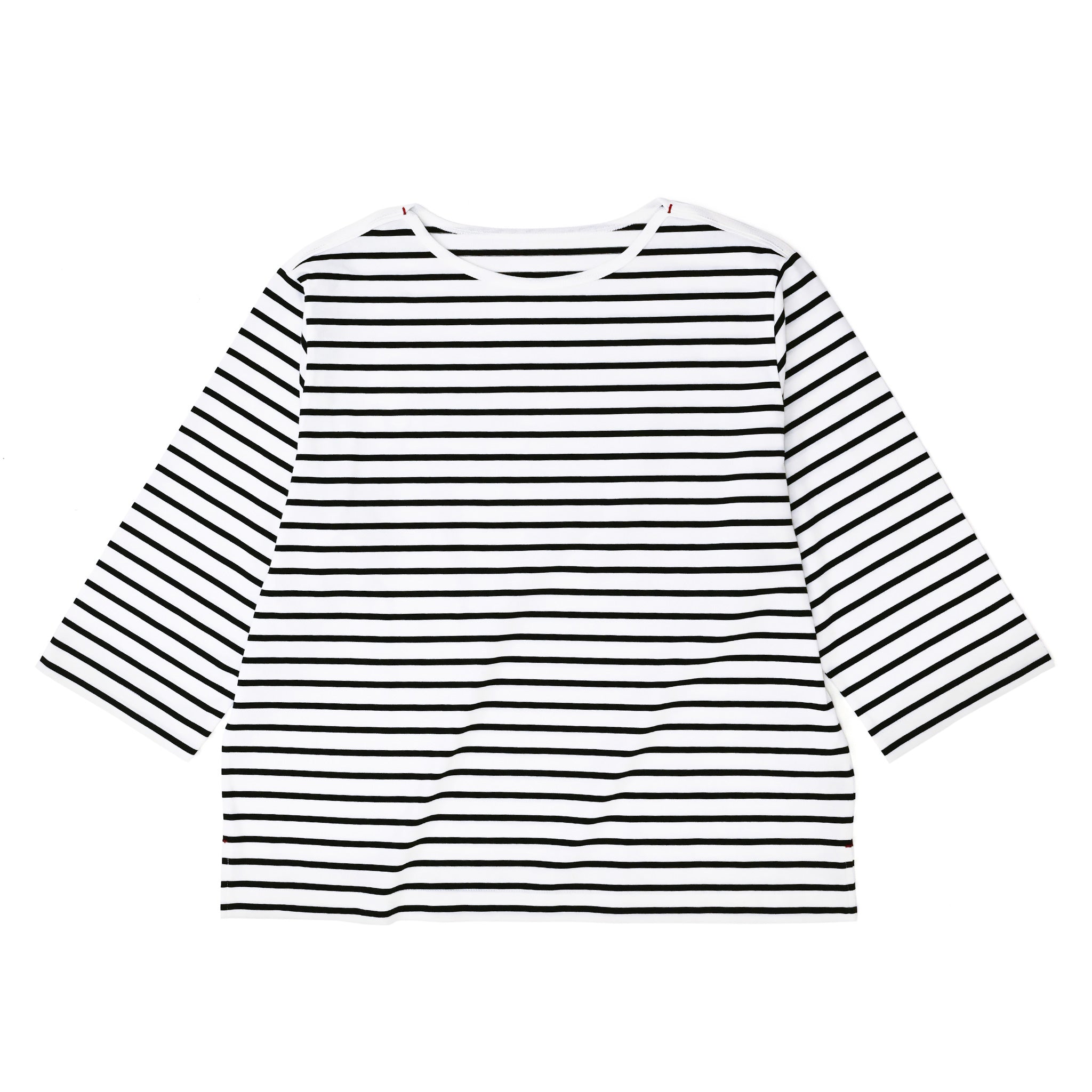 ボートネックボーダープルオーバー 7分袖