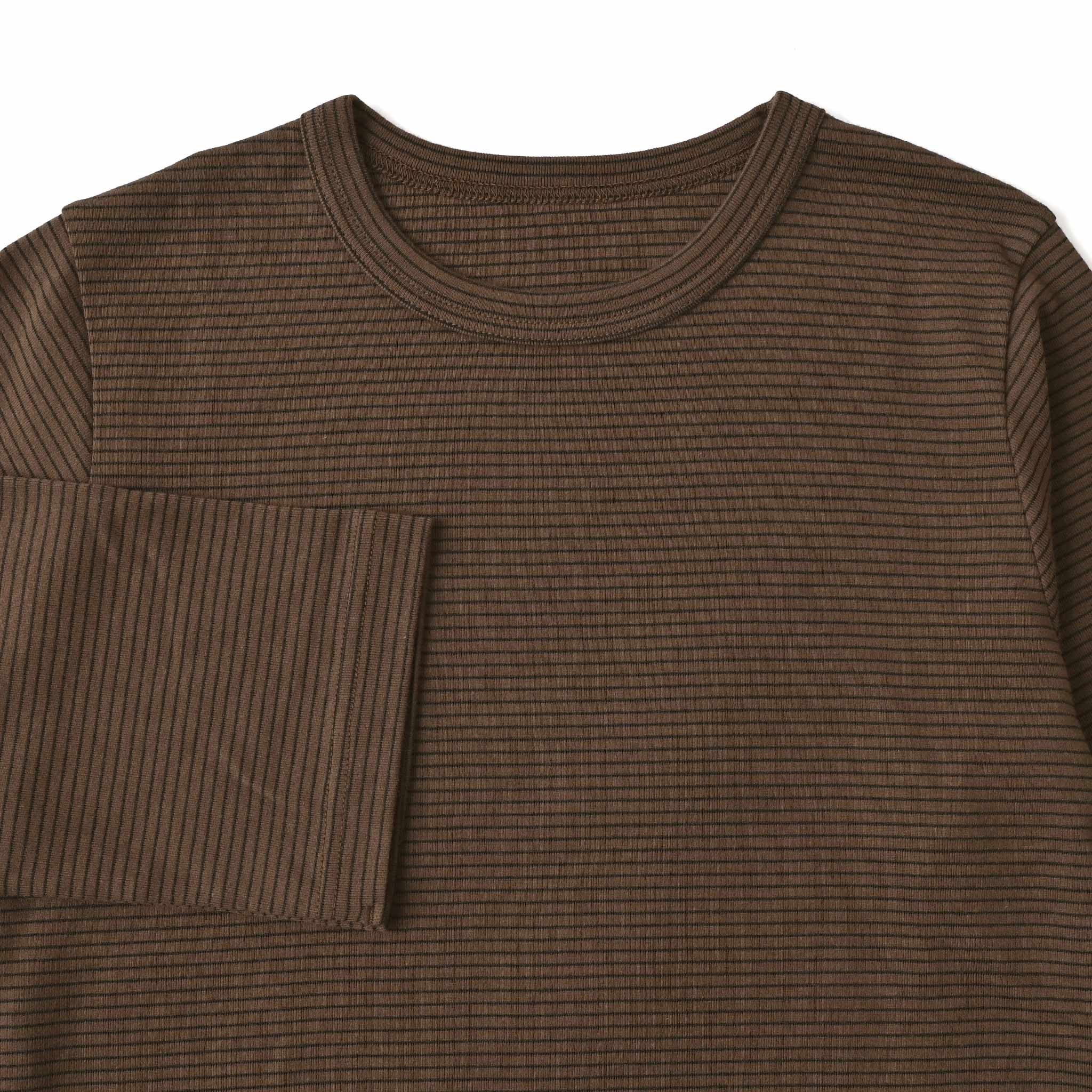 フライスコットンボーダーTシャツ 7分袖
