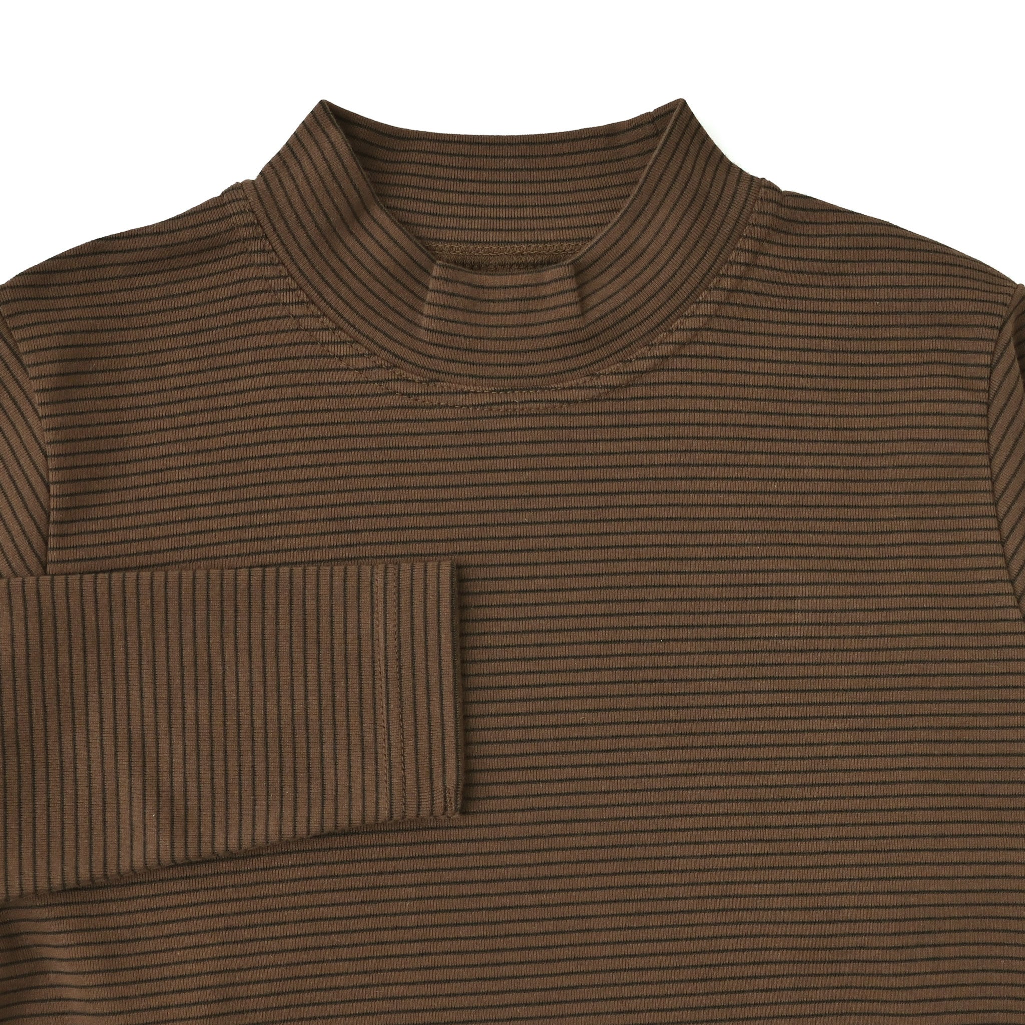 フライスコットンボーダーハイネックTシャツ 長袖