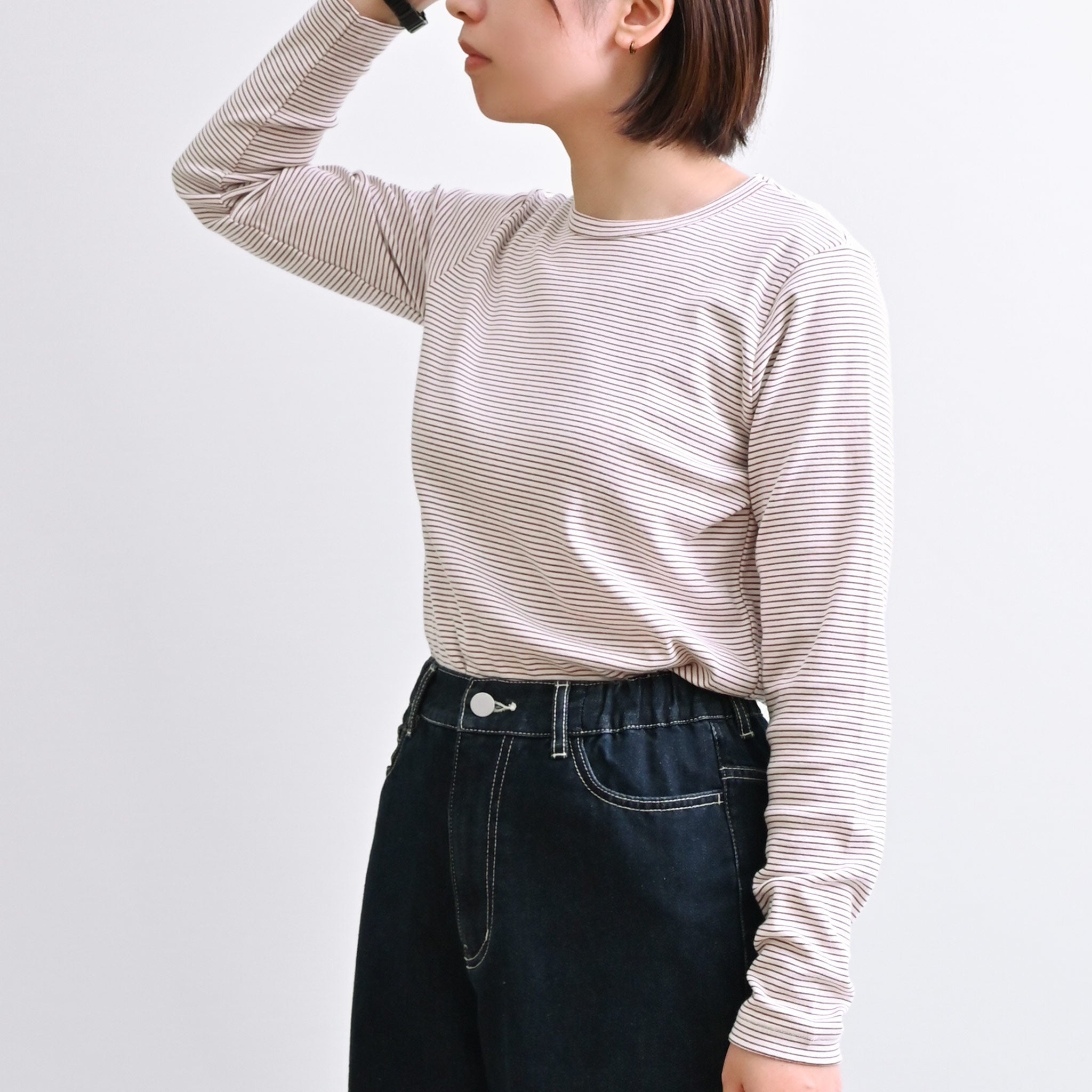 フライスコットンボーダー Tシャツ 長袖