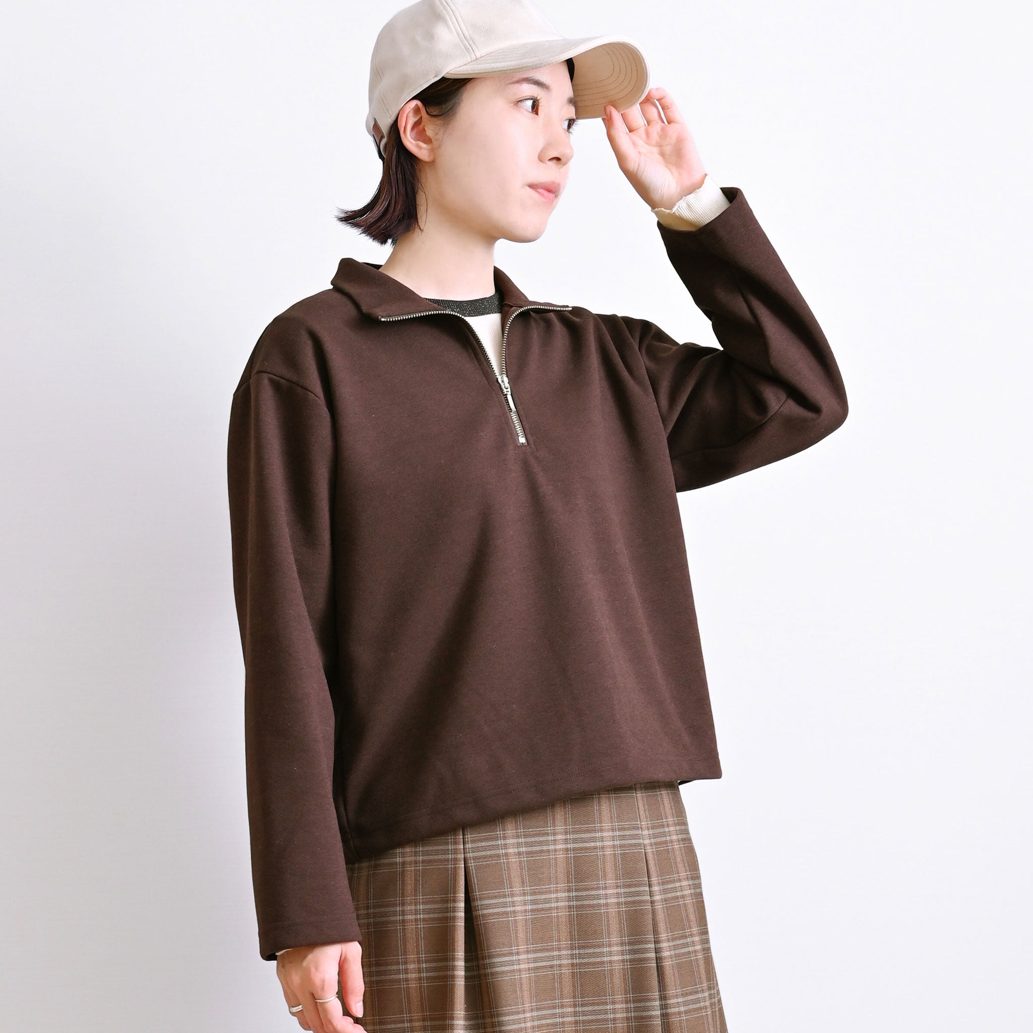 ハーフジッププルオーバー 長袖