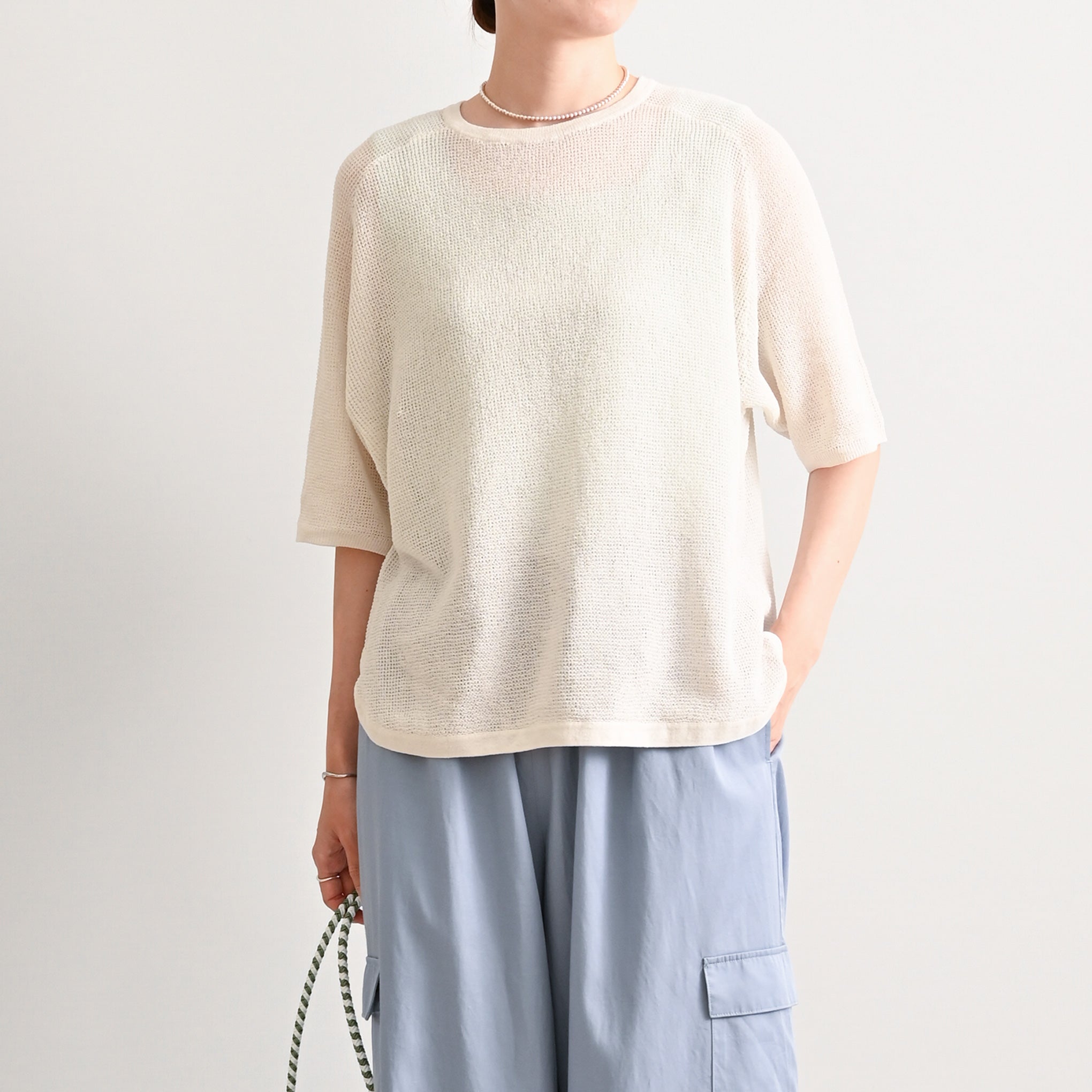 ペーパーヤーンプルオーバー 5分袖