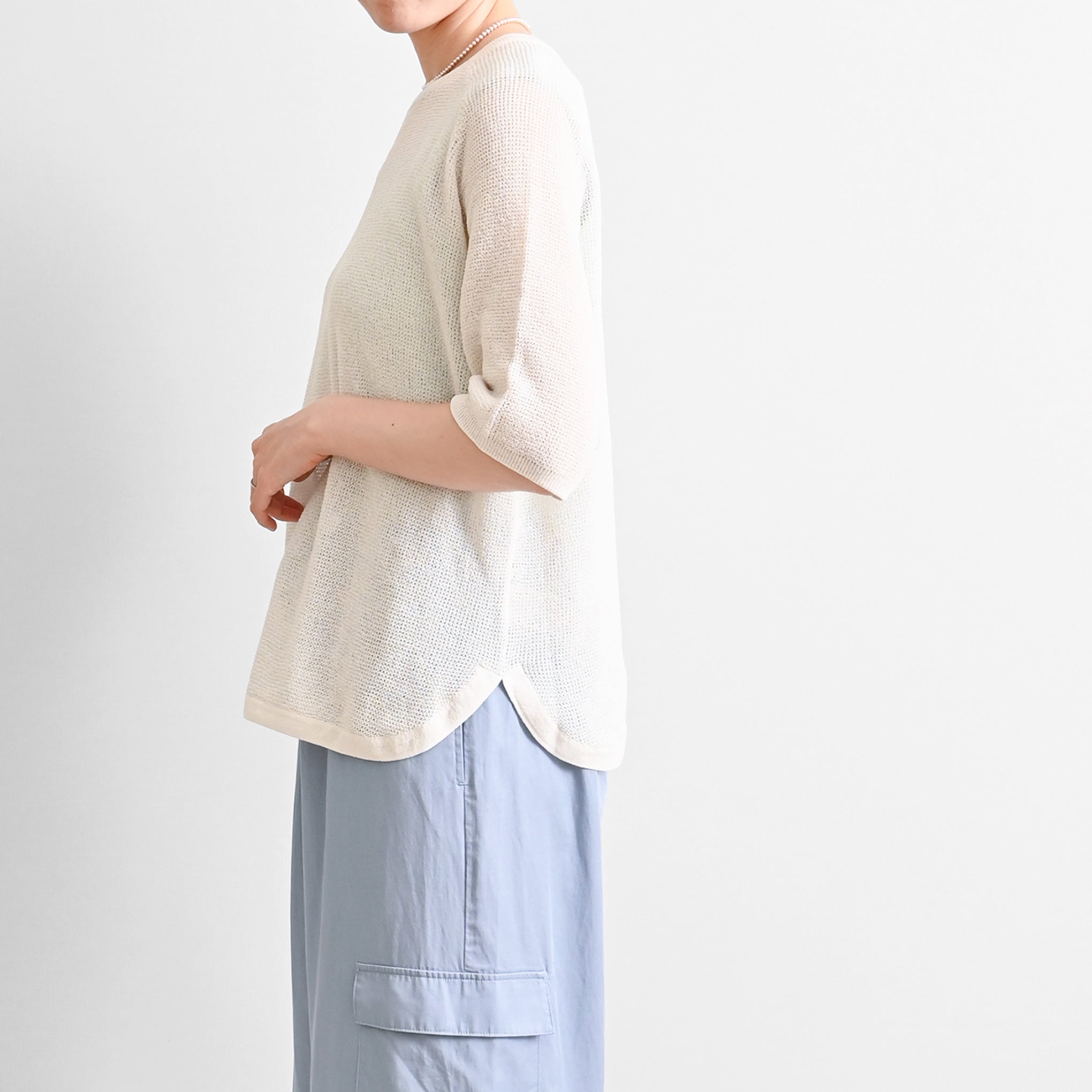 ペーパーヤーンプルオーバー 5分袖