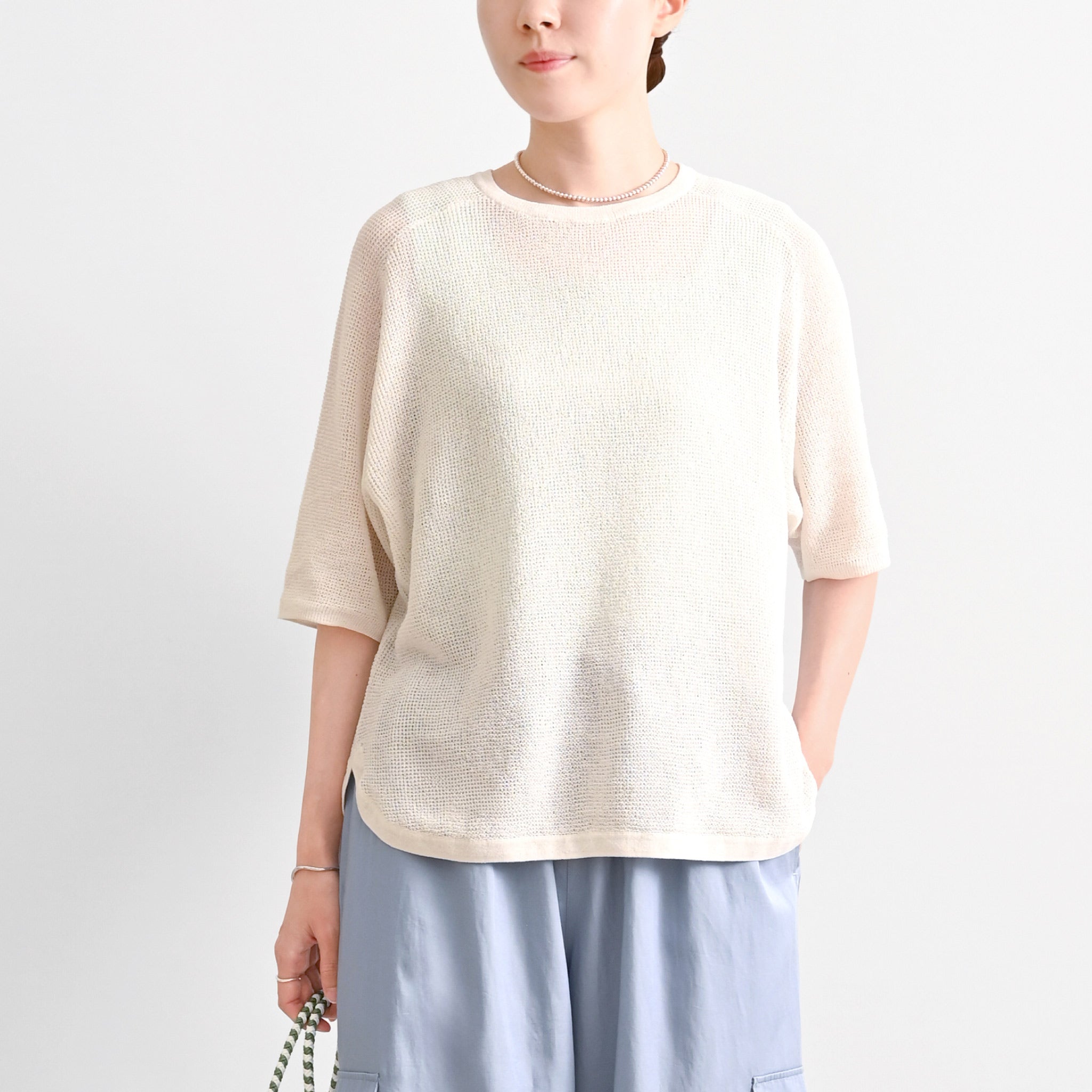 ペーパーヤーンプルオーバー 5分袖