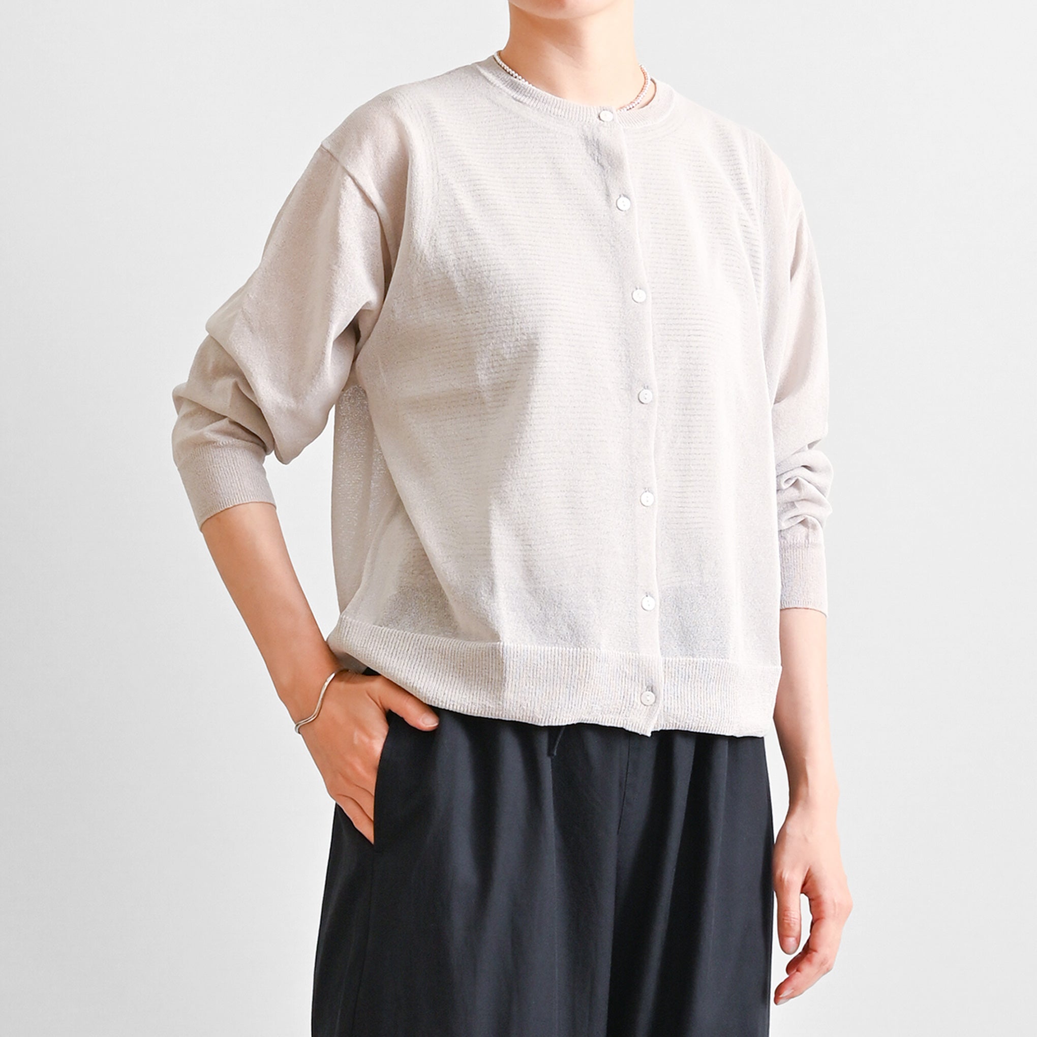 ペーパーヤーンカーディガン 長袖