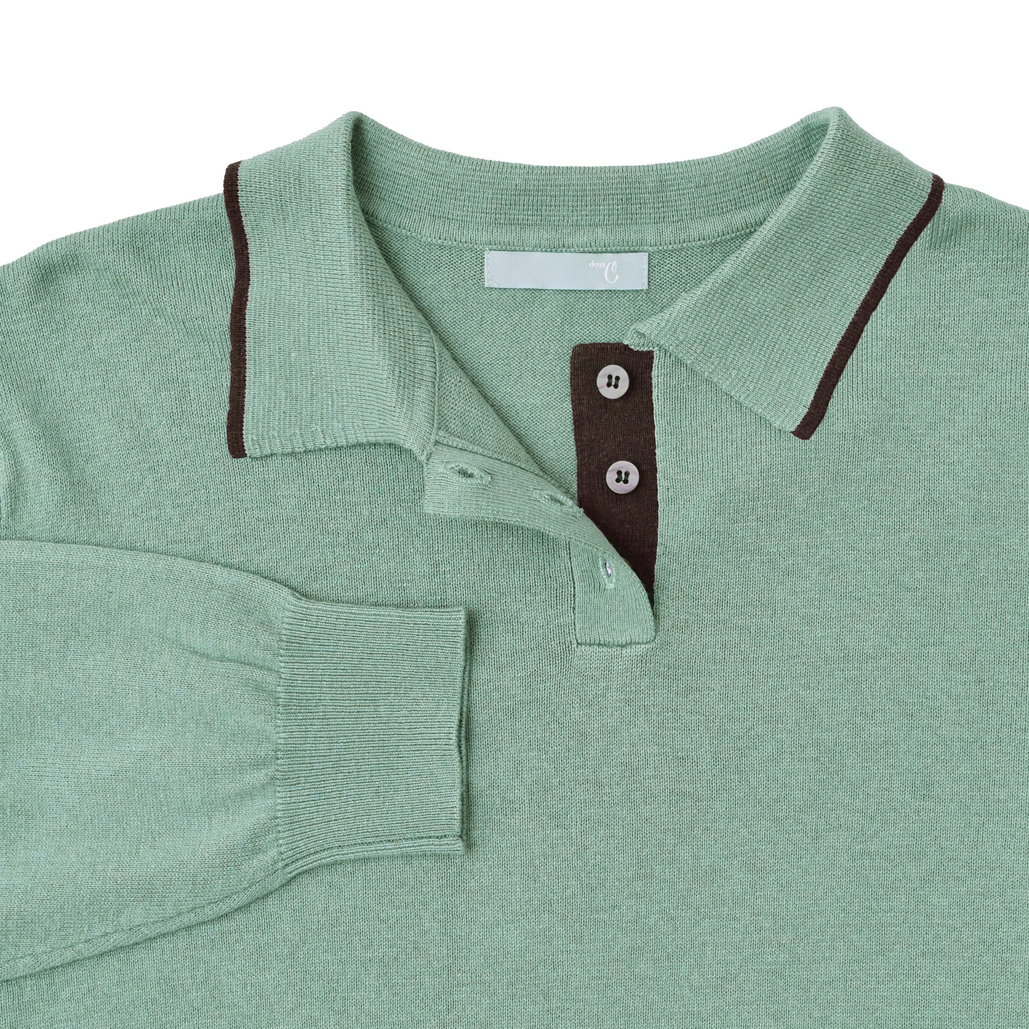 プレーンラインポロエリプルオーバー 長袖