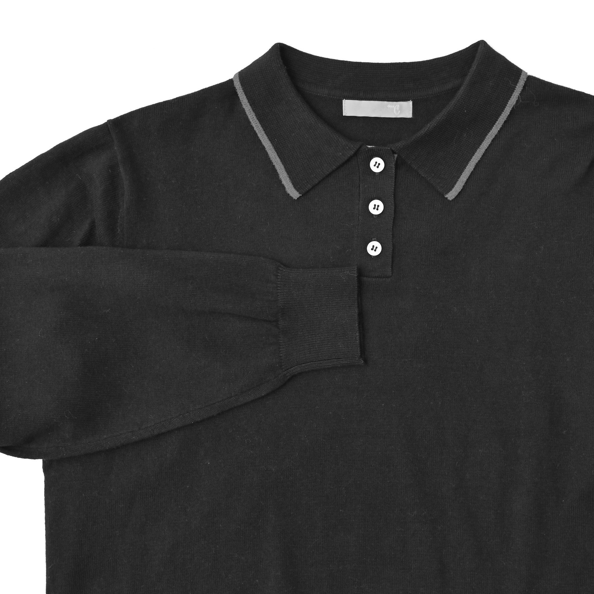 プレーンラインポロエリプルオーバー 長袖