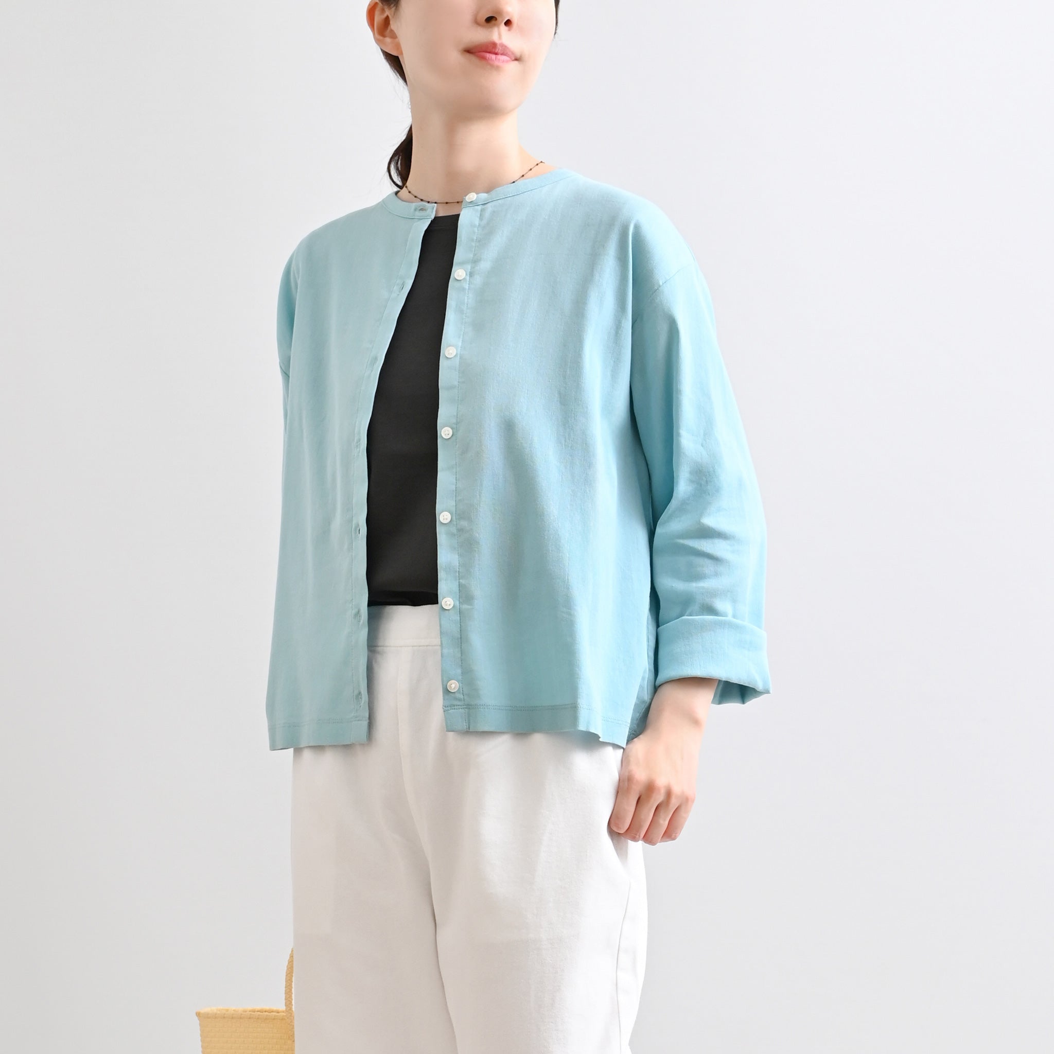 ビワコットンブラウス・カーディガン 長袖