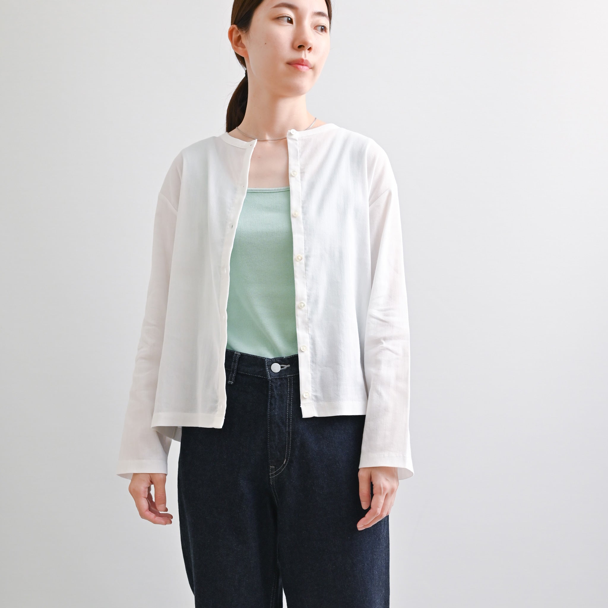 ビワコットンブラウス・カーディガン 長袖