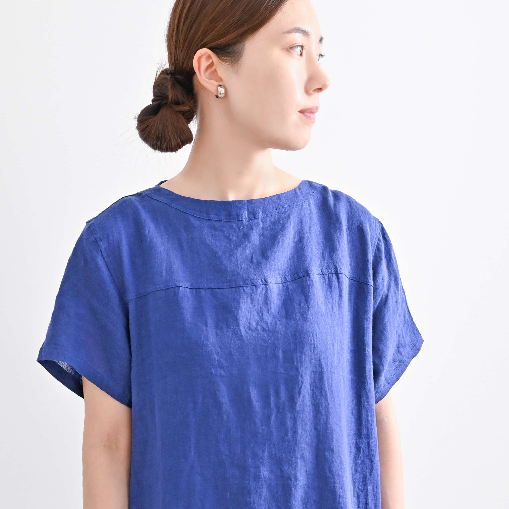 フレンチリネンワッシャーワンピース 半袖