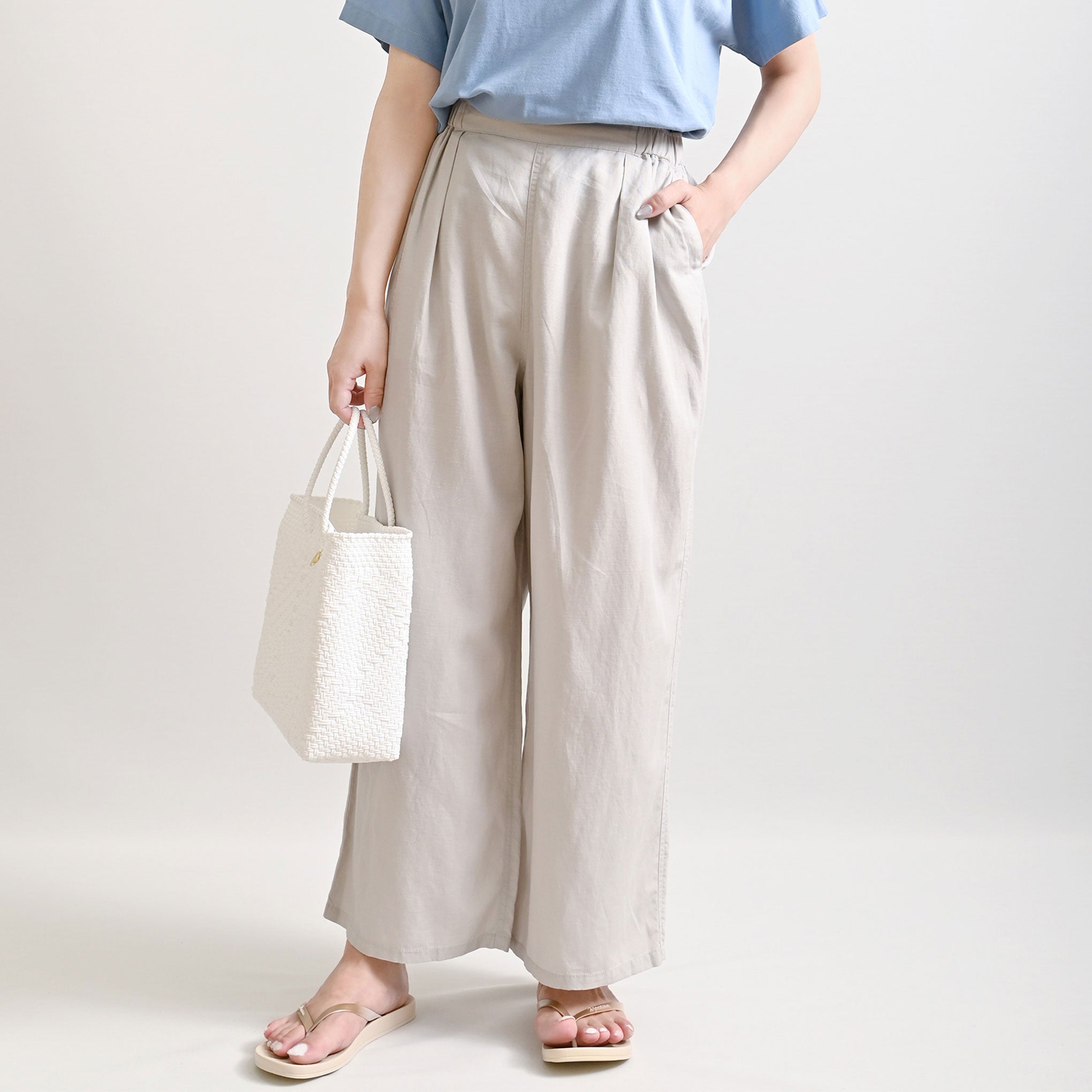 スラブポプリンパンツ