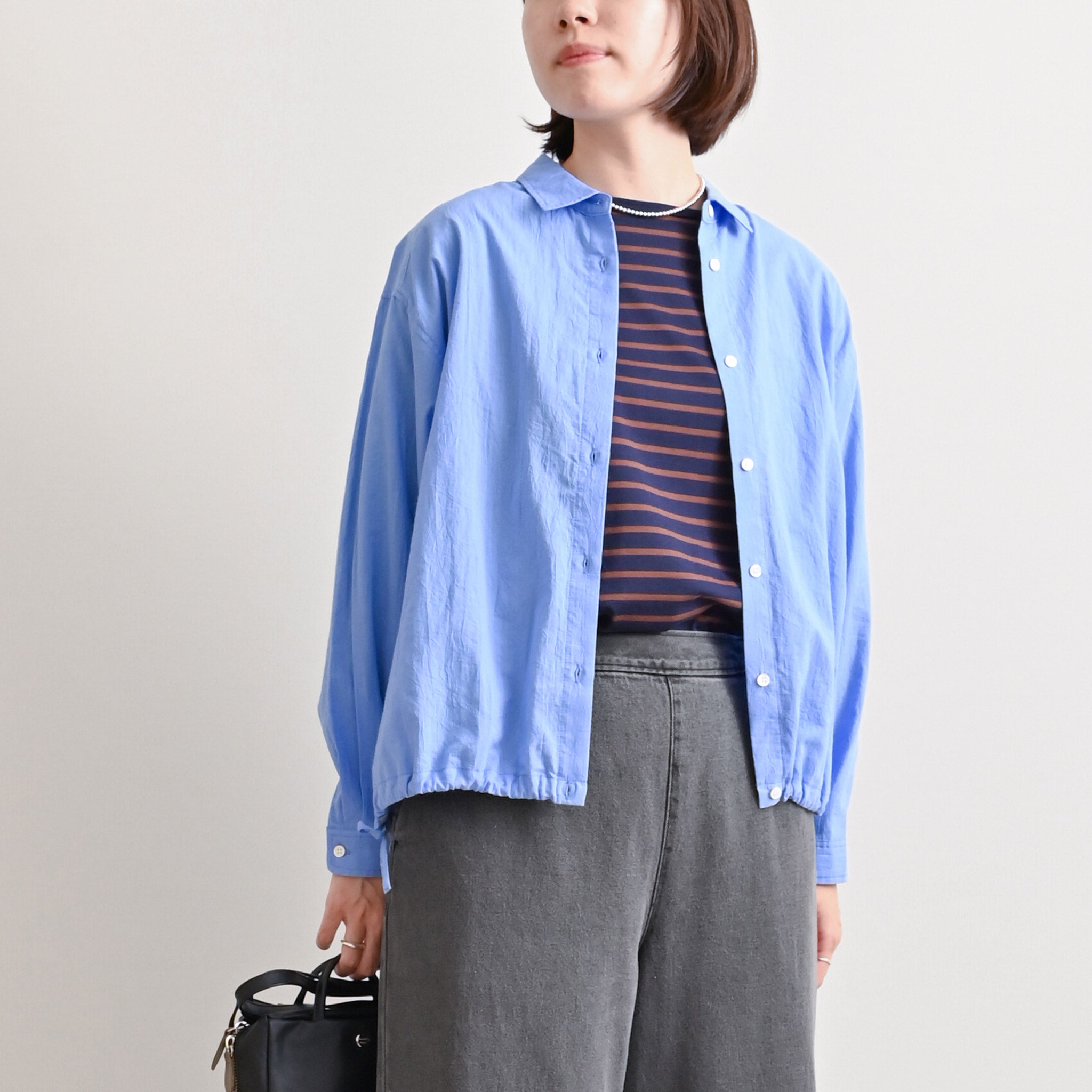 ドロストコットンブラウス 長袖