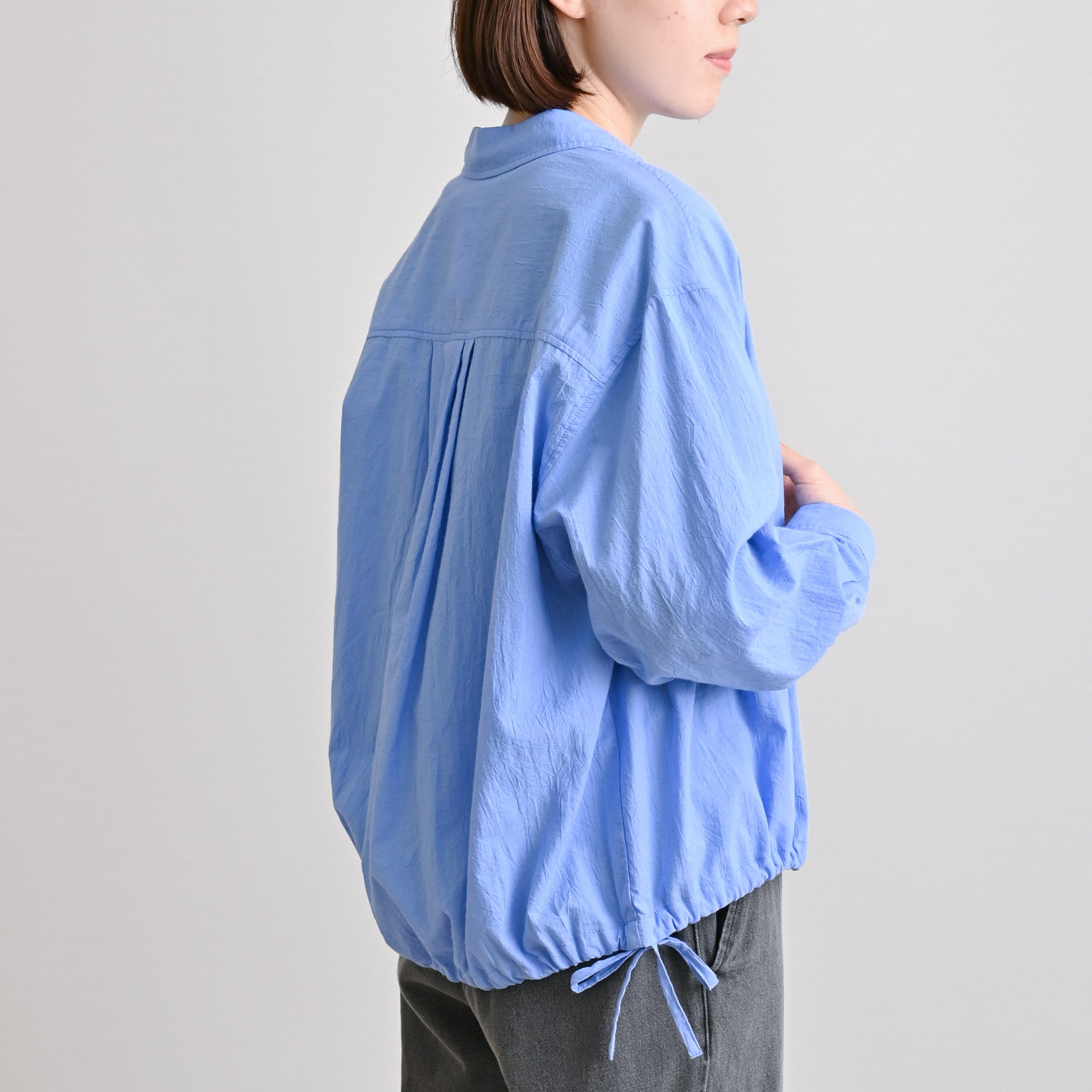 ドロストコットンブラウス 長袖