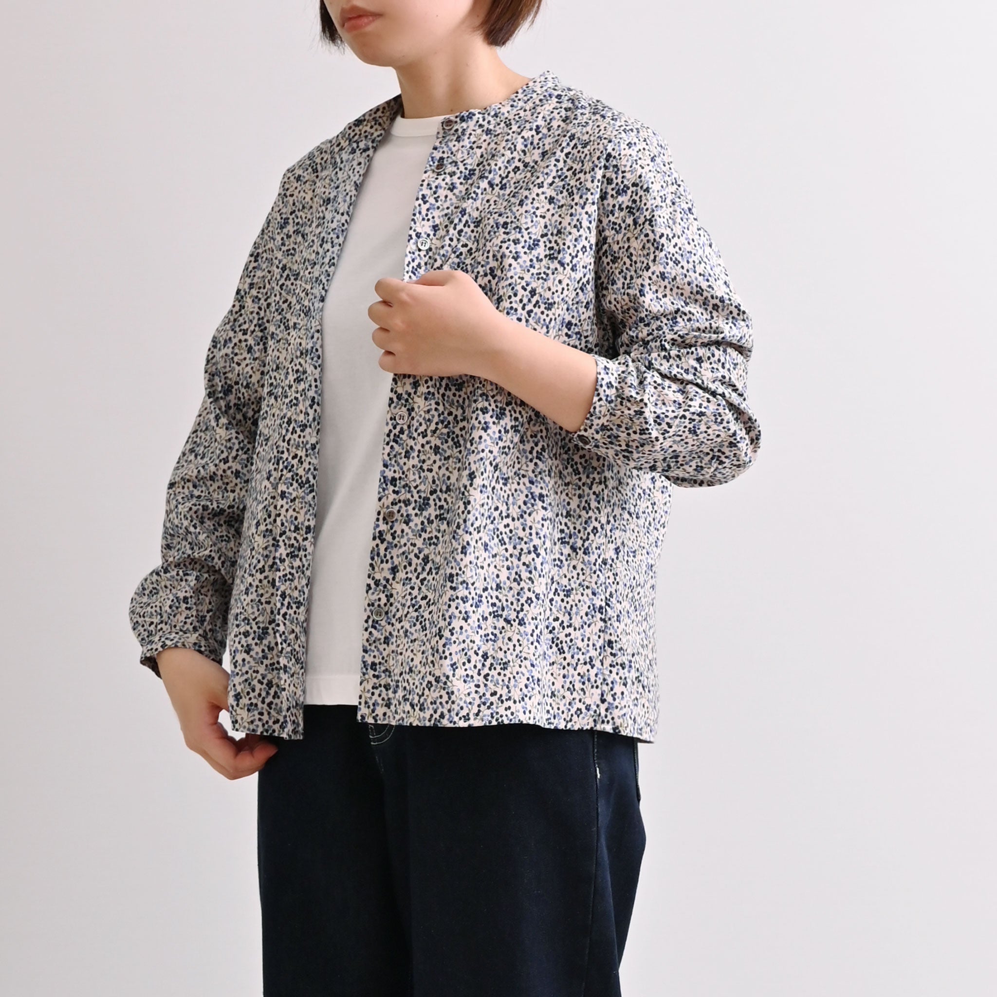 ドットフラワーブラウス 長袖