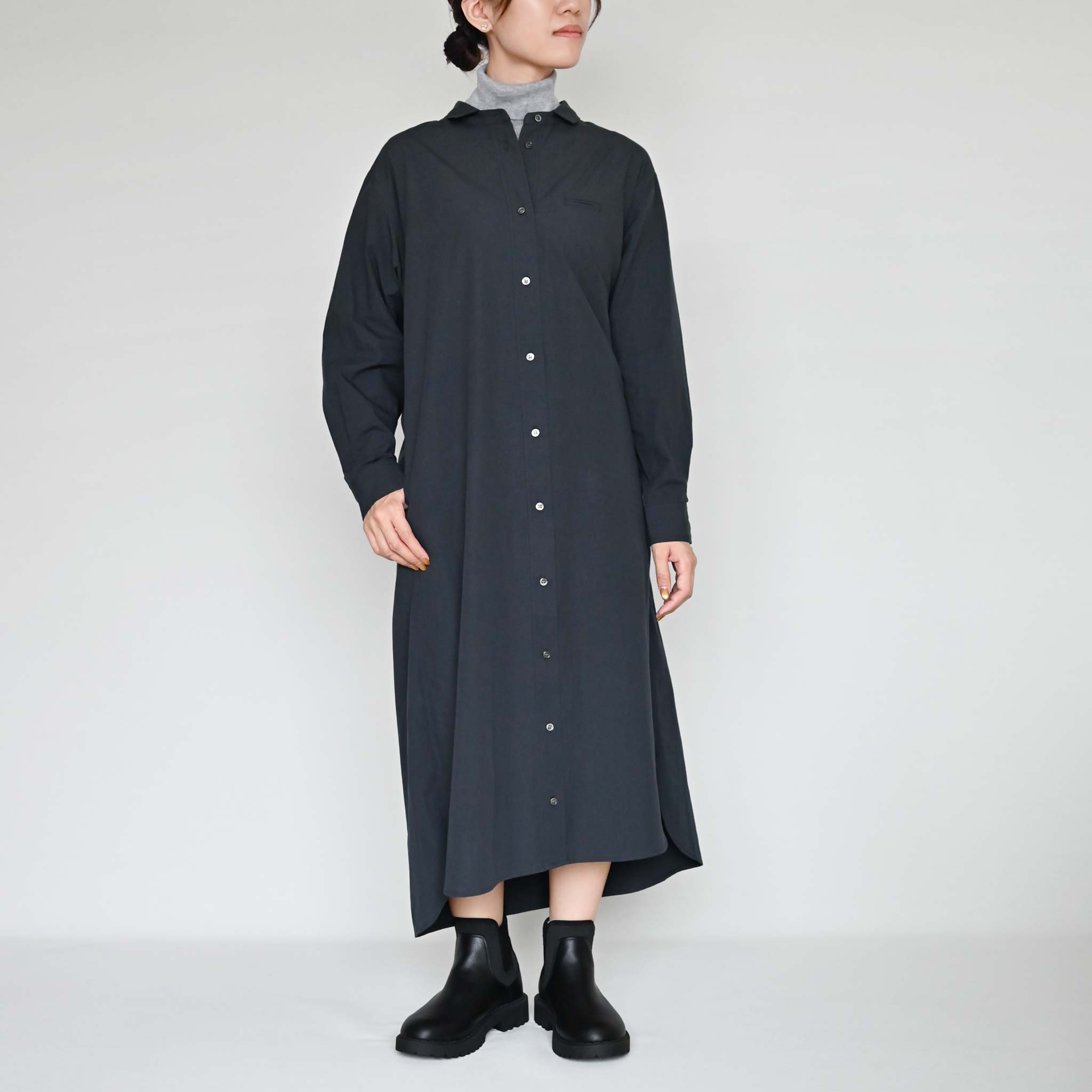 77circa グラフィックプリント 半袖ワンピース ブラック ビス VIS シャーリングデザインワンピース【WEB限定サイズ