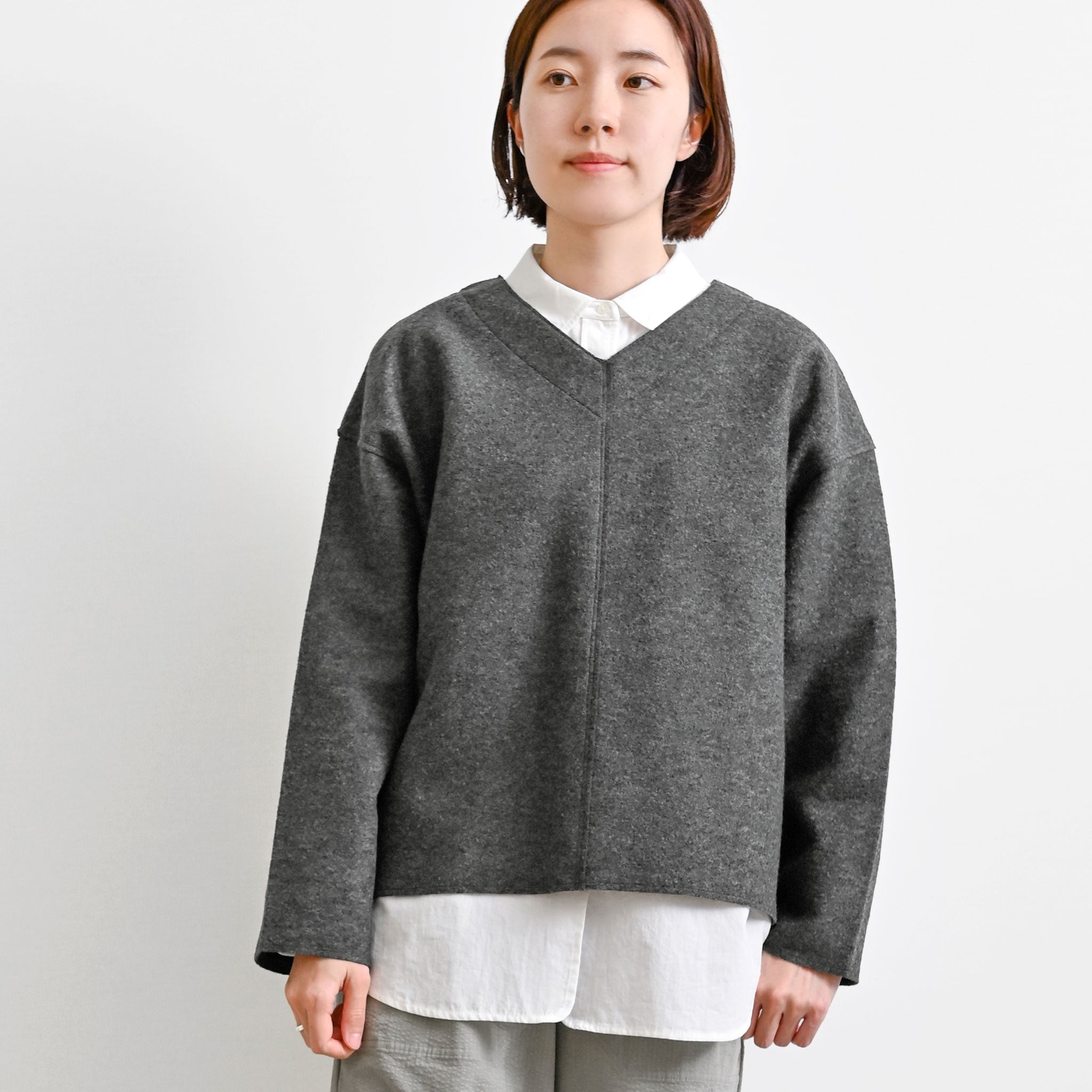 ウールリングカットプルオーバー 長袖