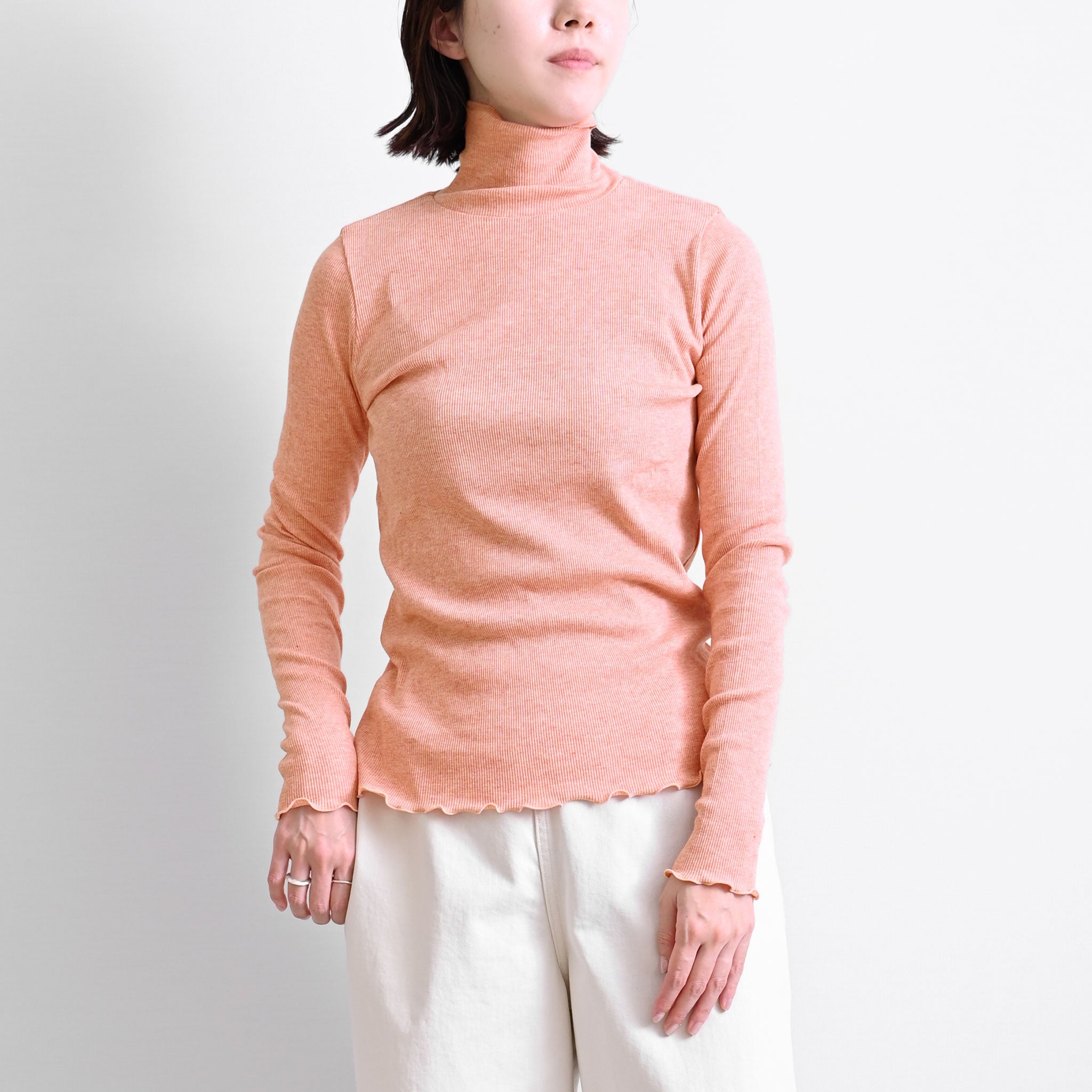 コットンウールテレコタートルネックプルオーバー 長袖