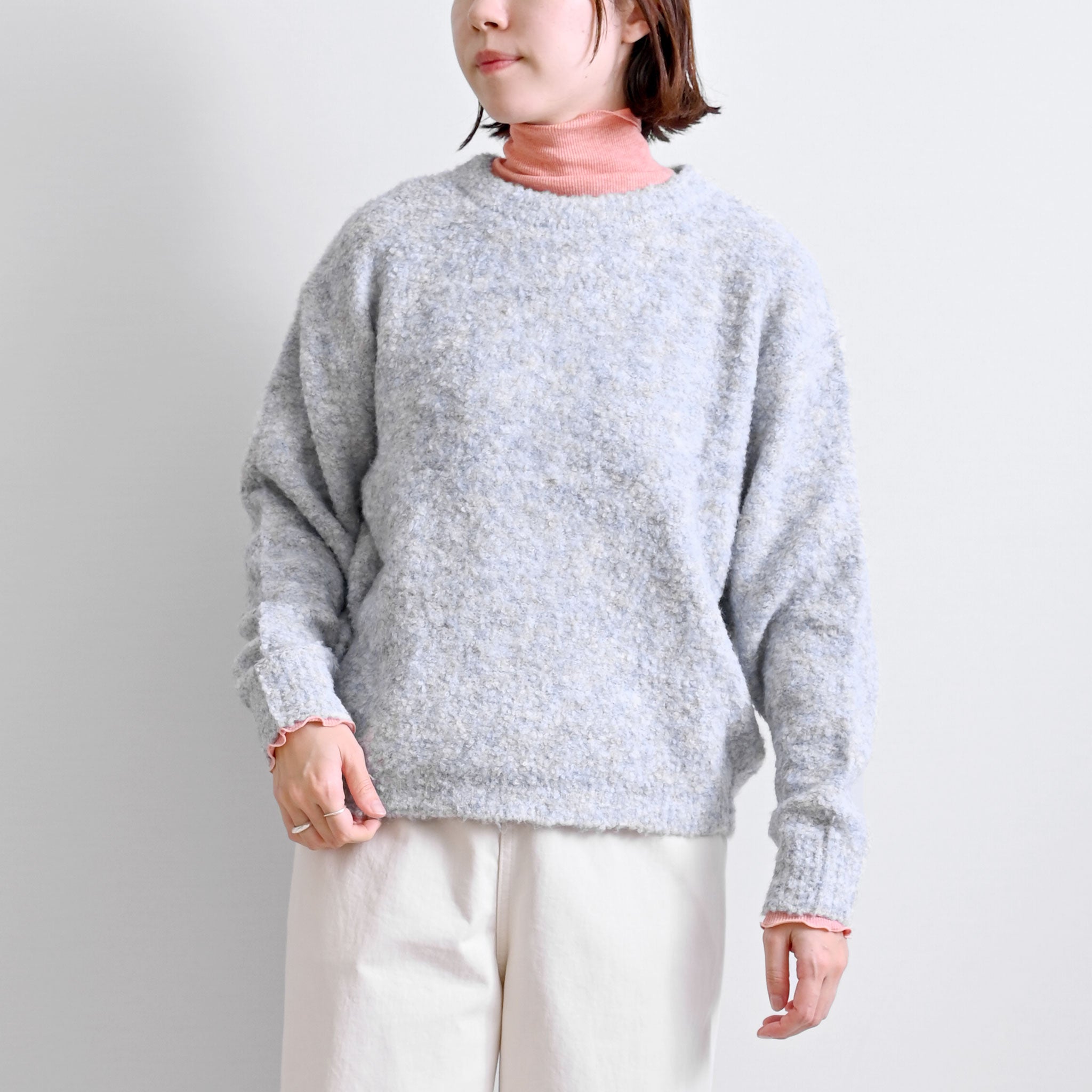 コットンウールテレコタートルネックプルオーバー 長袖
