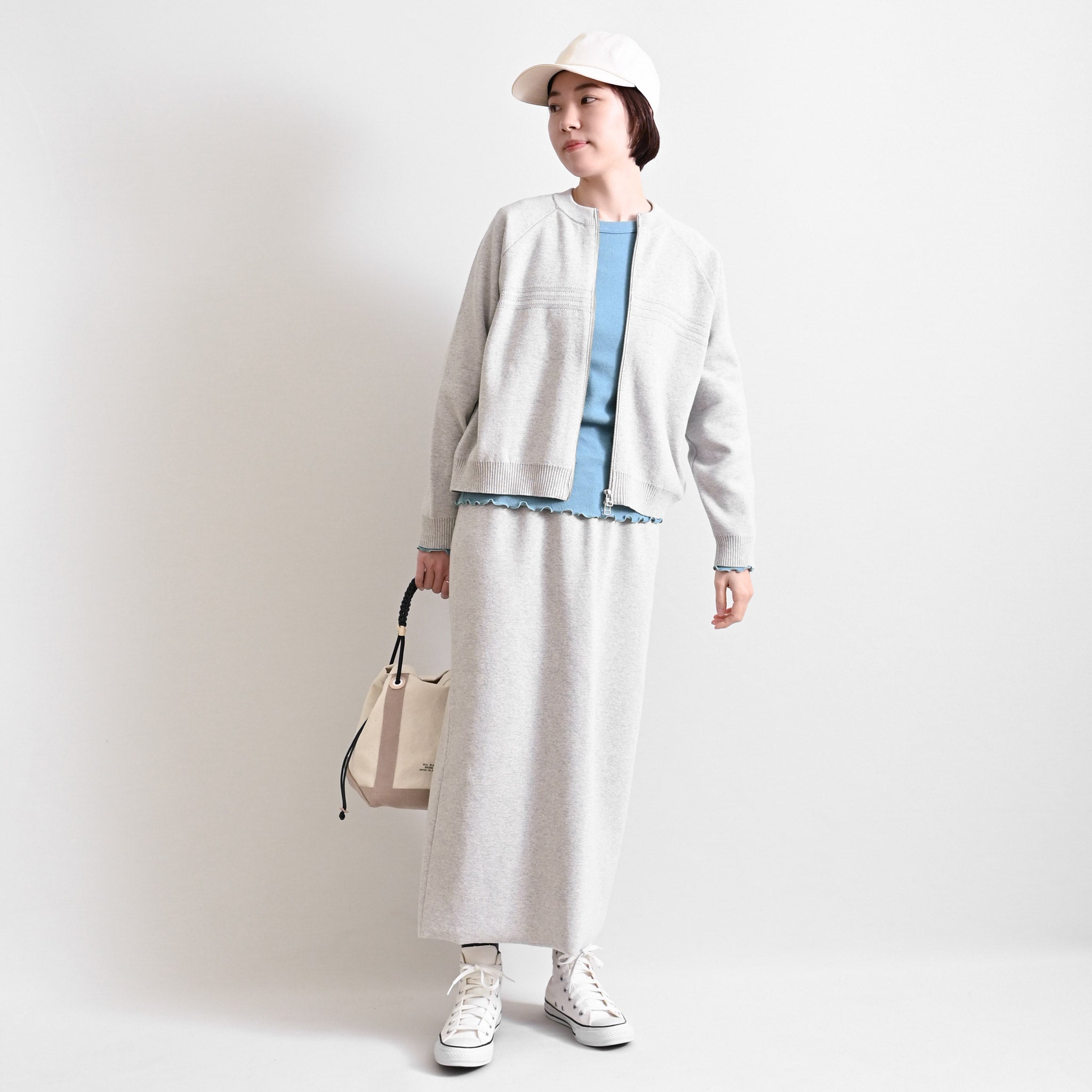 ハーフミラノニットジャケット 長袖