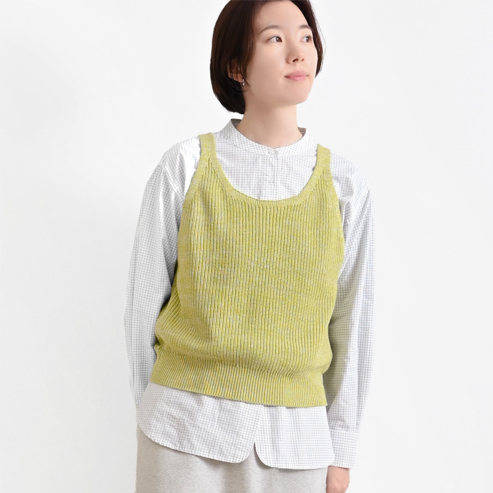 シンプルチェックブラウス 長袖