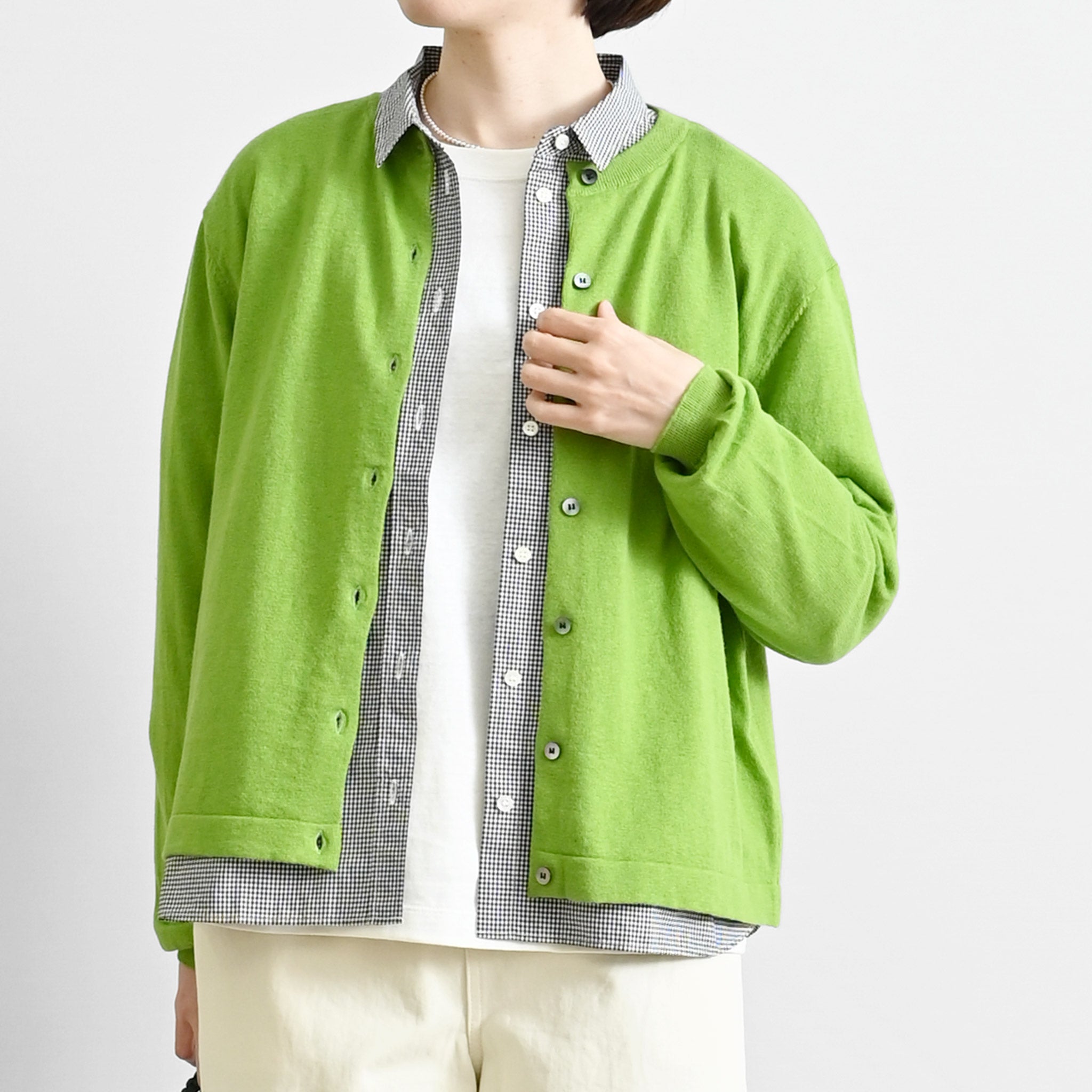 プレーンラインカーディガン 長袖 薄手