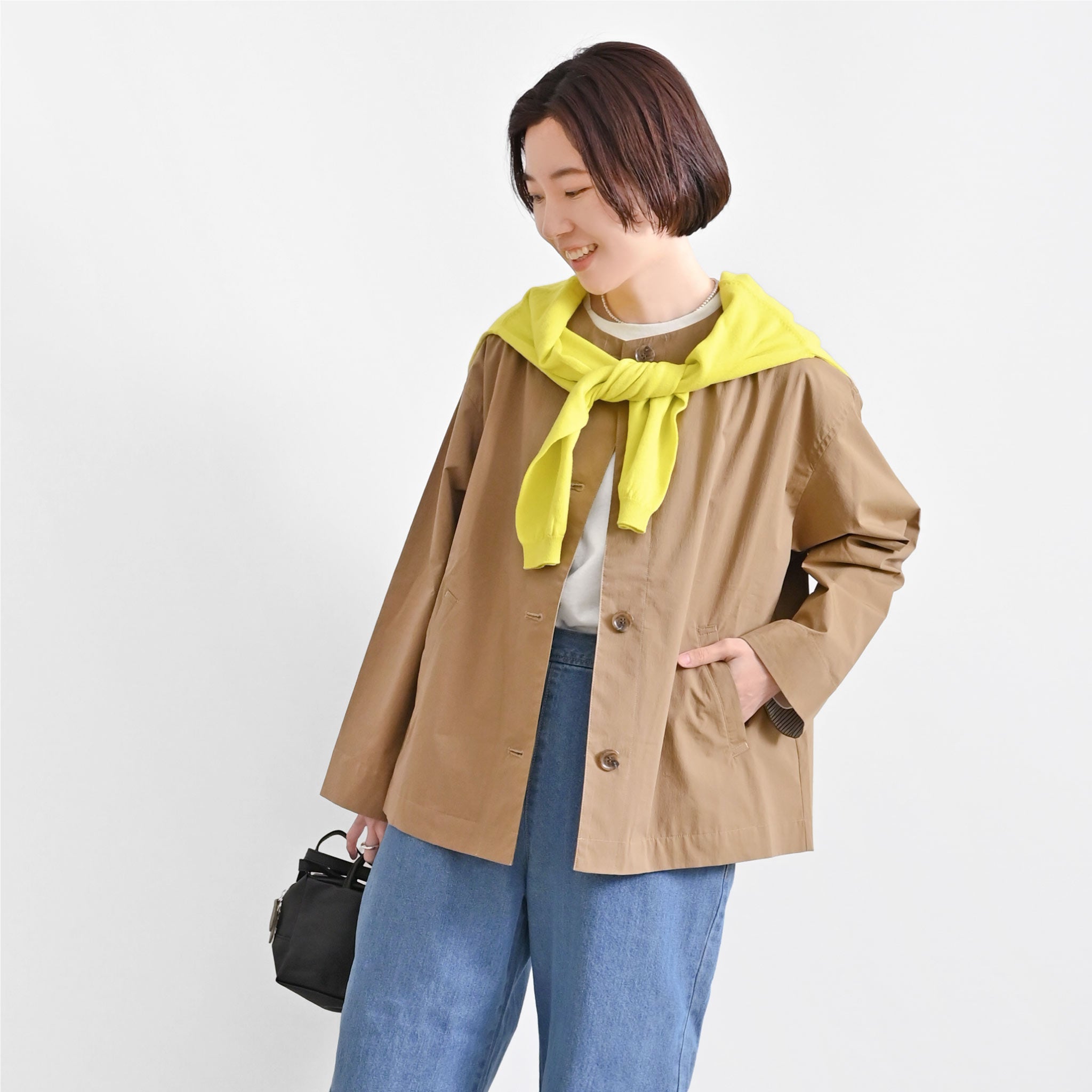 プレーンラインカーディガン 長袖 薄手