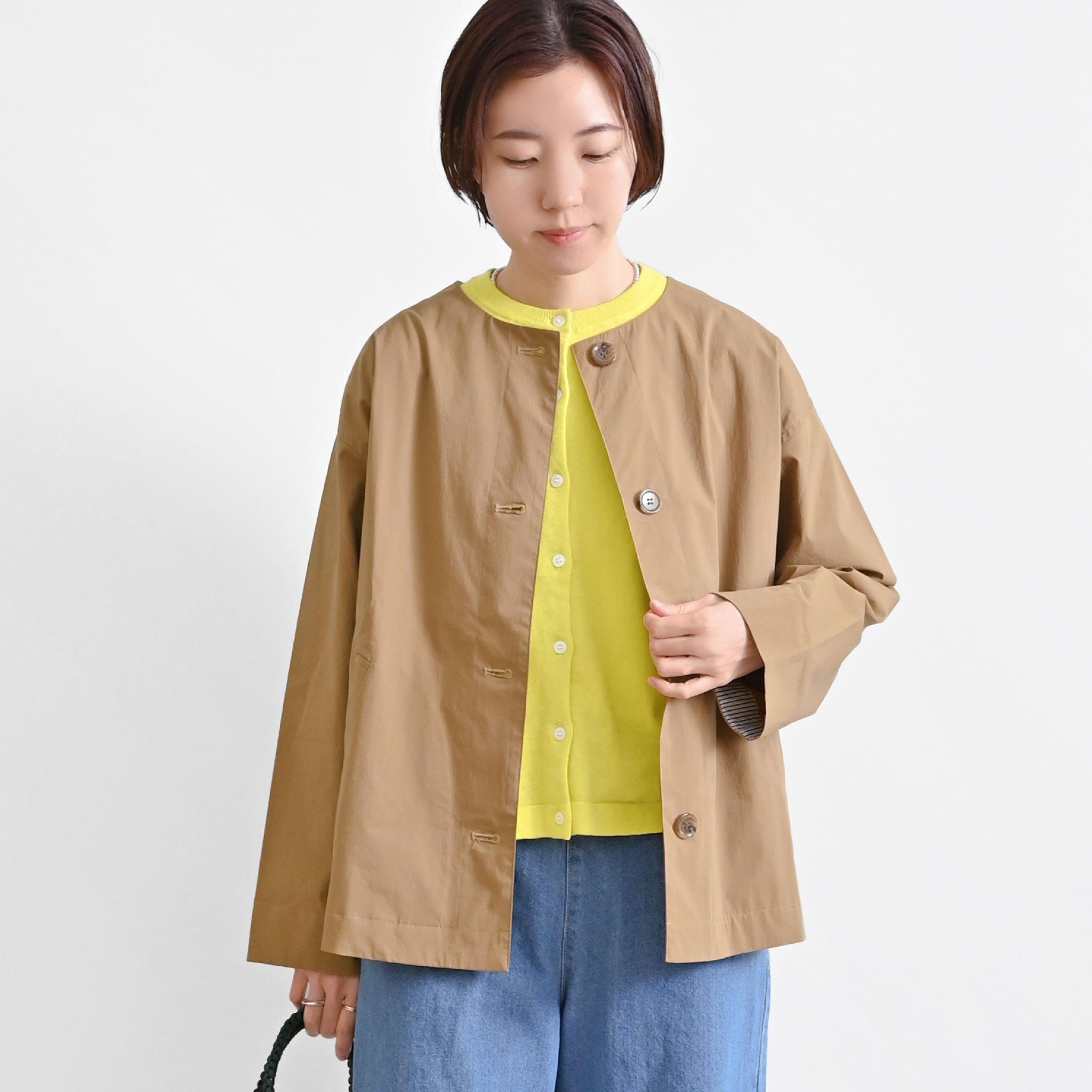 プレーンラインカーディガン 長袖 薄手