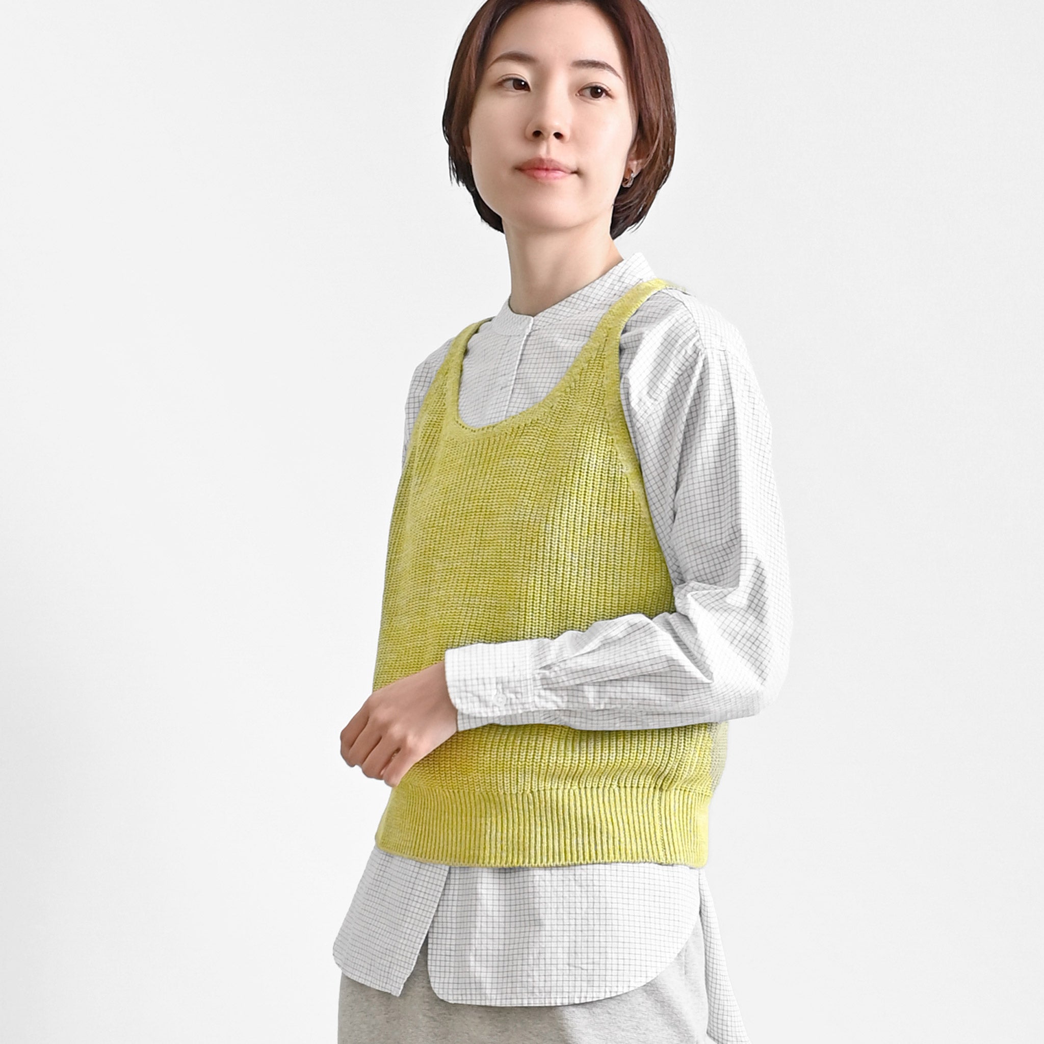 シンプルチェックブラウス 長袖